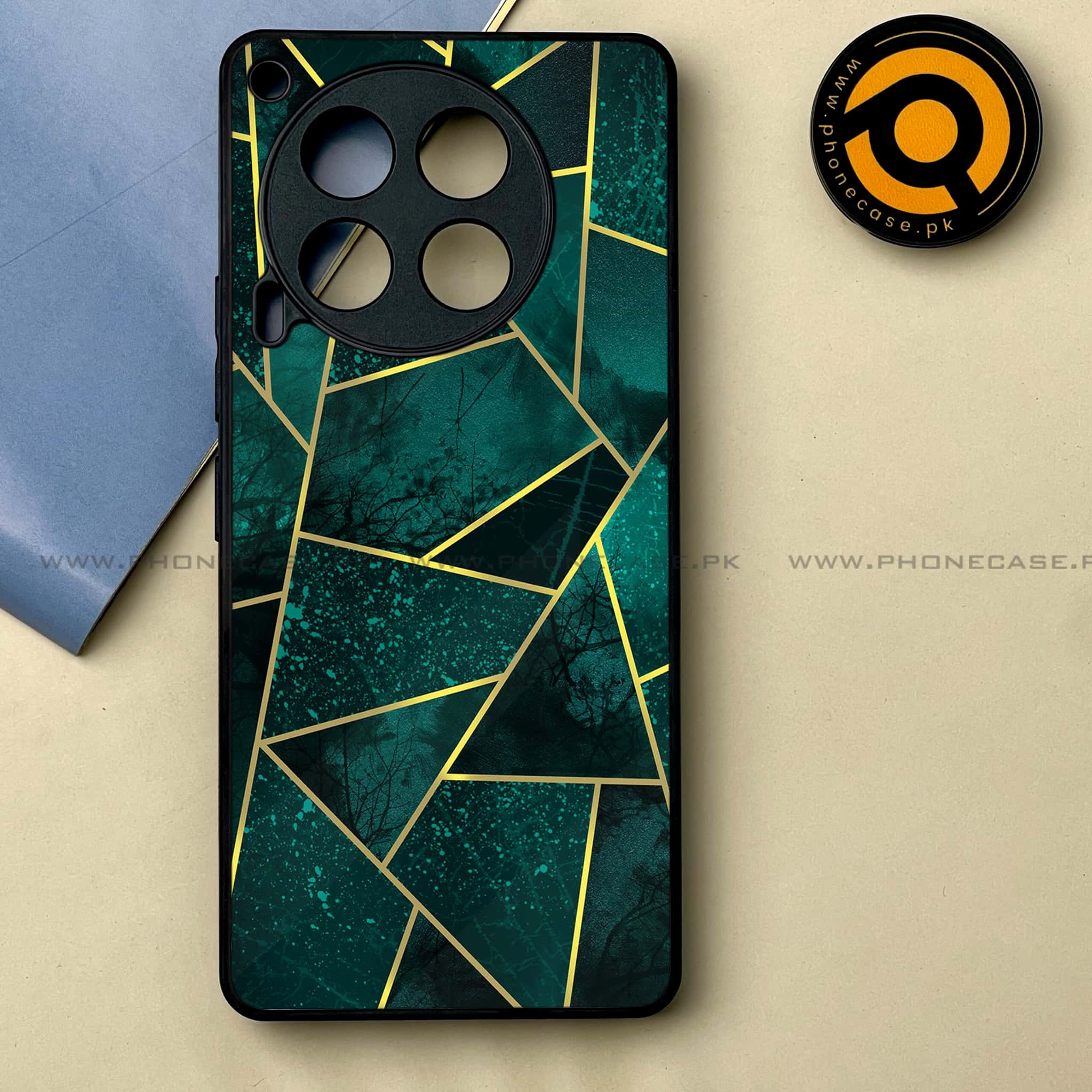 Tecno Camon 30 - Geometric Marble Series -  Premium Printed Metal soft Bumper shock Proof Case