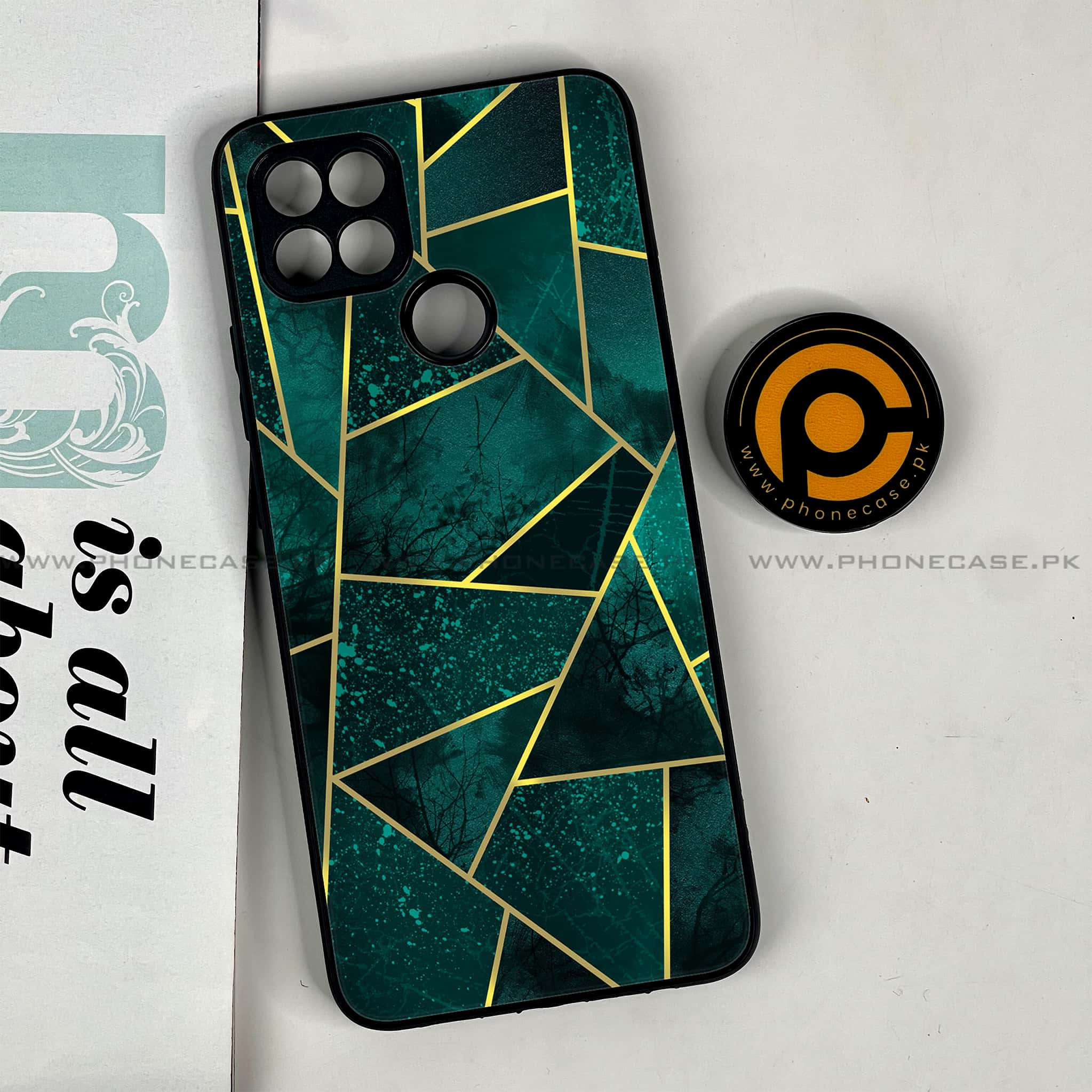 Oppo A15s - Geometric Marble Series - Premium Printed Glass soft Bumper shock Proof Case