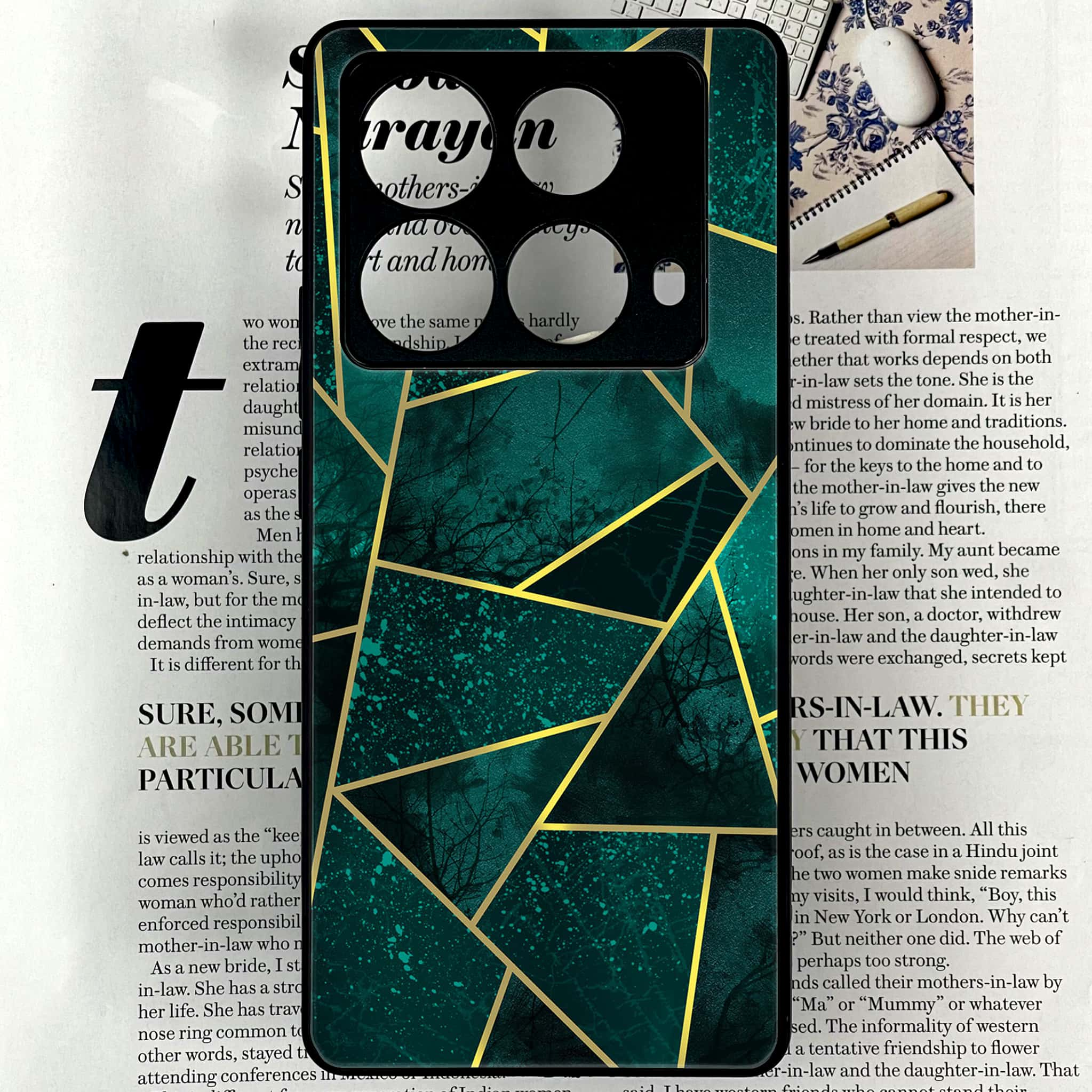 Infinix Note 40 4G - Geometric Marble Series - Premium Printed Glass soft Bumper shock Proof Case