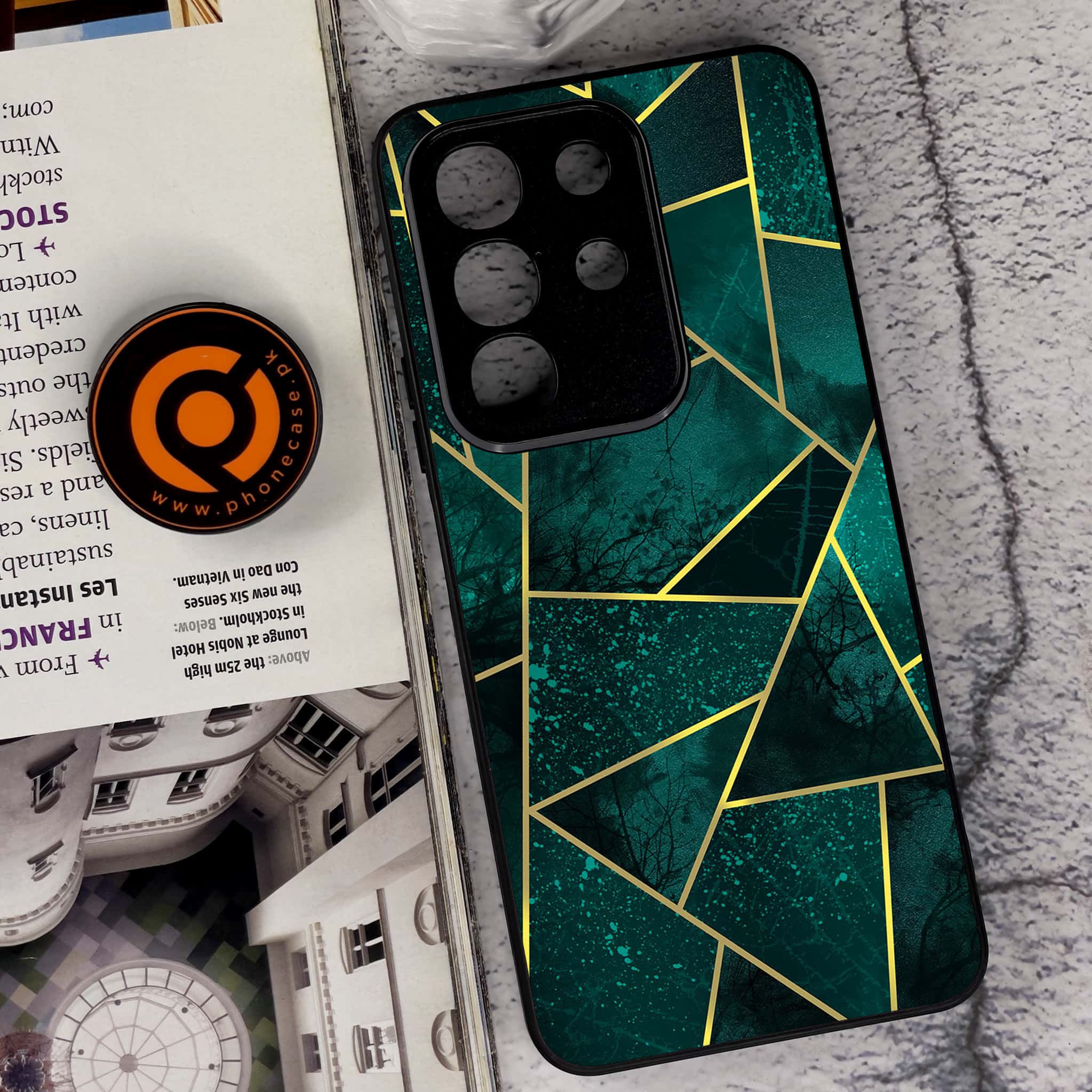 Vivo Y29 4G - Geometric Marble Series - Premium Metal Printed soft Bumper Shock Proof Case