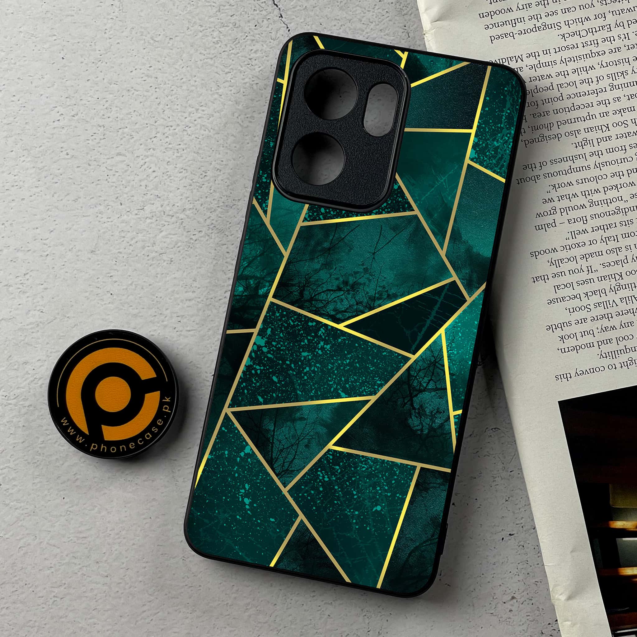 Oppo Reno 13F - Geometric Marble Series - Premium Metal Printed Soft Bumper Shockproof Case