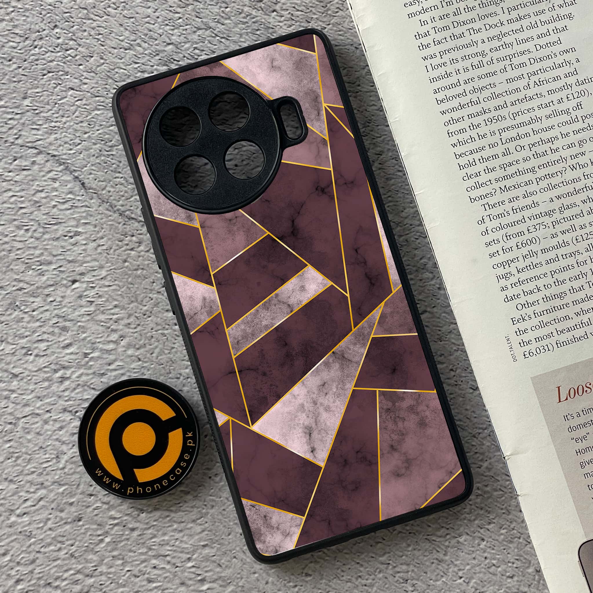 Tecno Spark 20 pro plus - Geometric Marble Series - Premium Printed Glass soft Bumper shock Proof Case