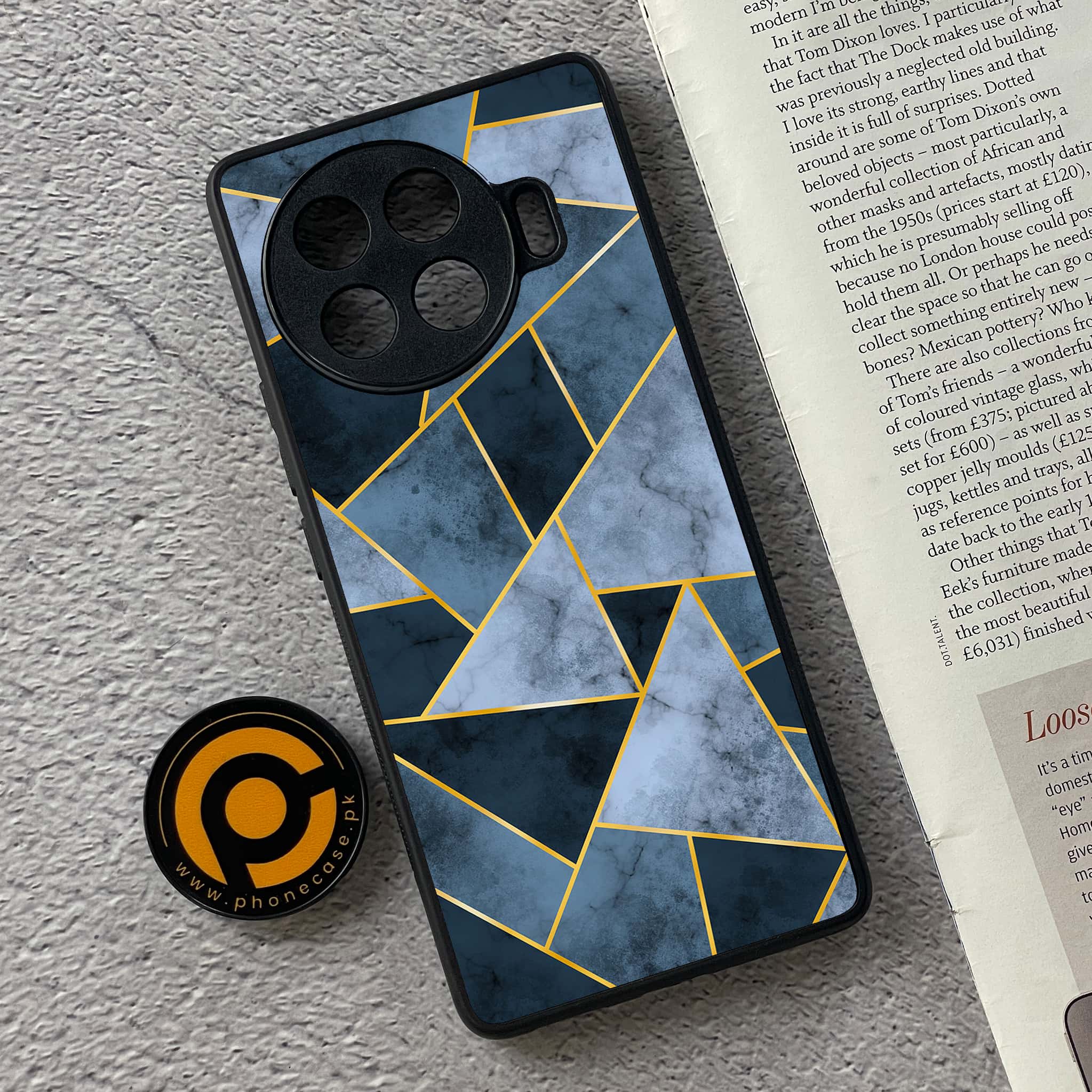 Tecno Spark 20 pro plus - Geometric Marble Series - Premium Printed Glass soft Bumper shock Proof Case