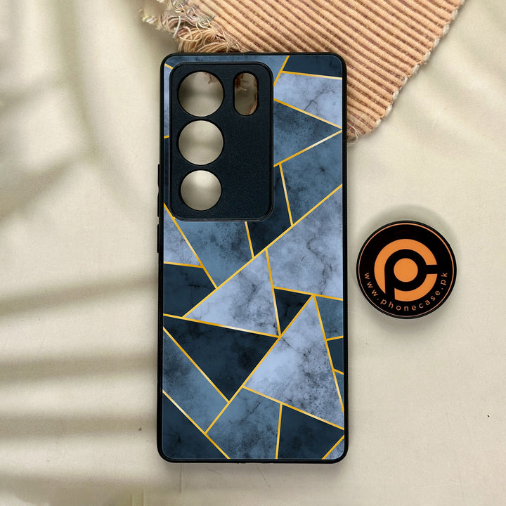 Vivo V29 - Geometric Marble Design 3 - Premium Printed Glass soft Bumper shock Proof Case CS-47235