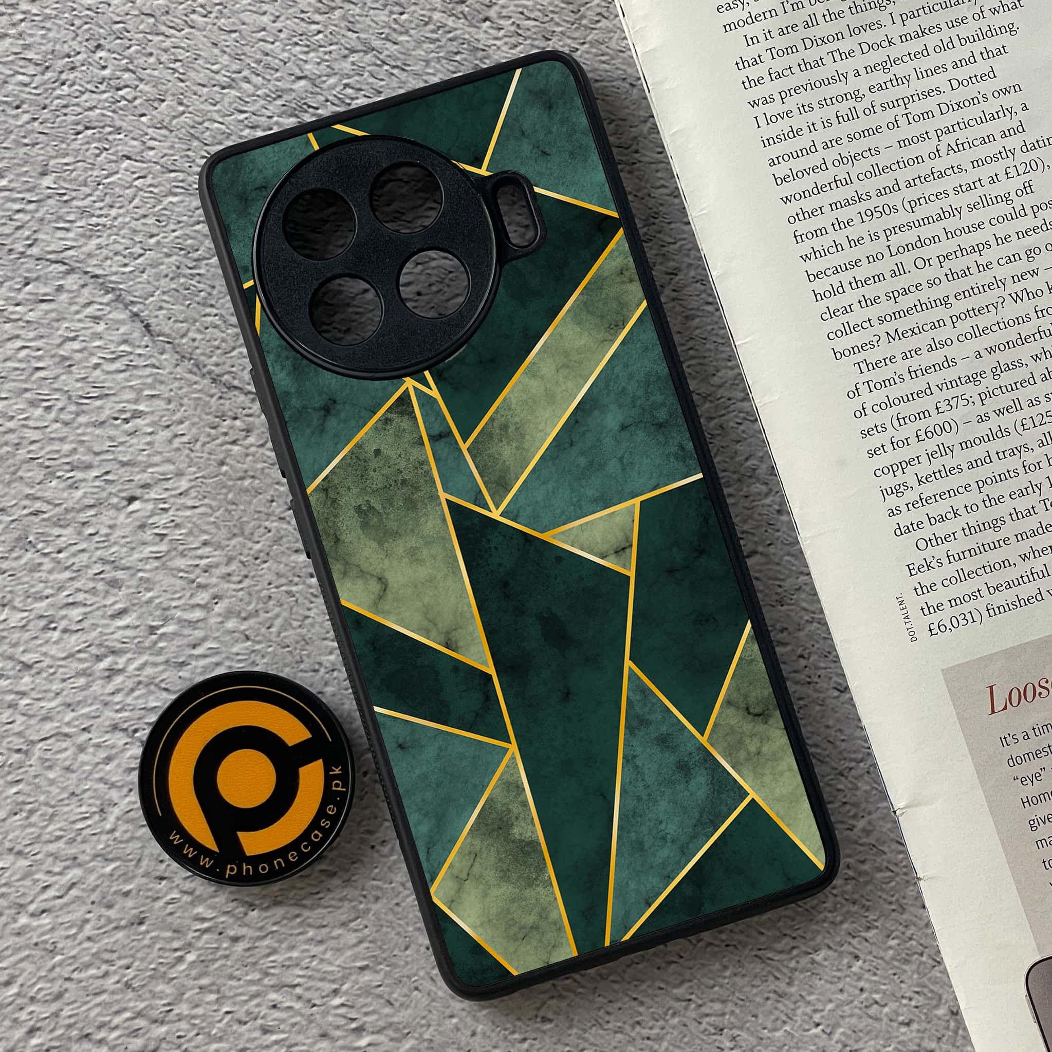 Tecno Spark 20 pro plus - Geometric Marble Series - Premium Printed Glass soft Bumper shock Proof Case
