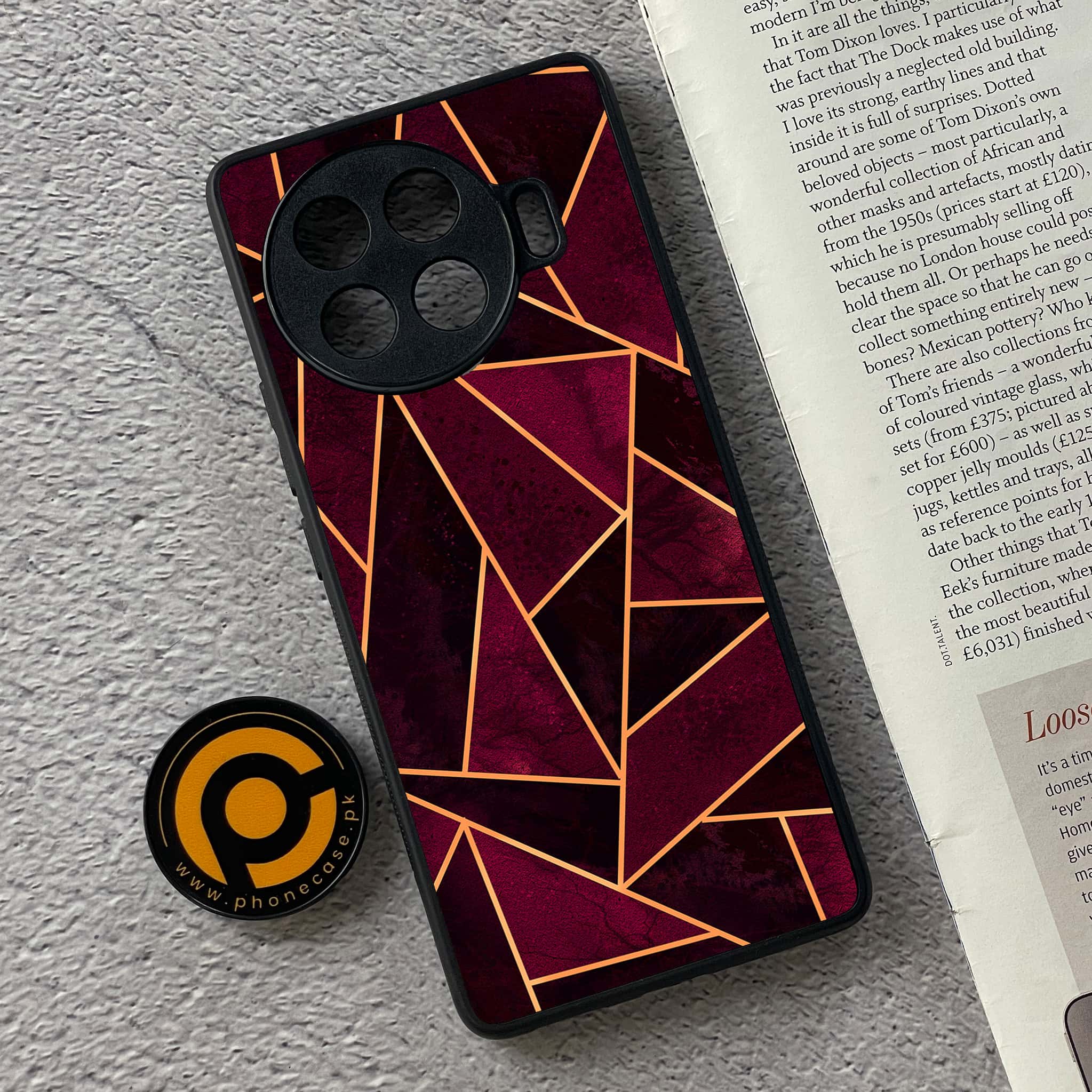 Tecno Spark 20 pro plus - Geometric Marble Series - Premium Printed Glass soft Bumper shock Proof Case