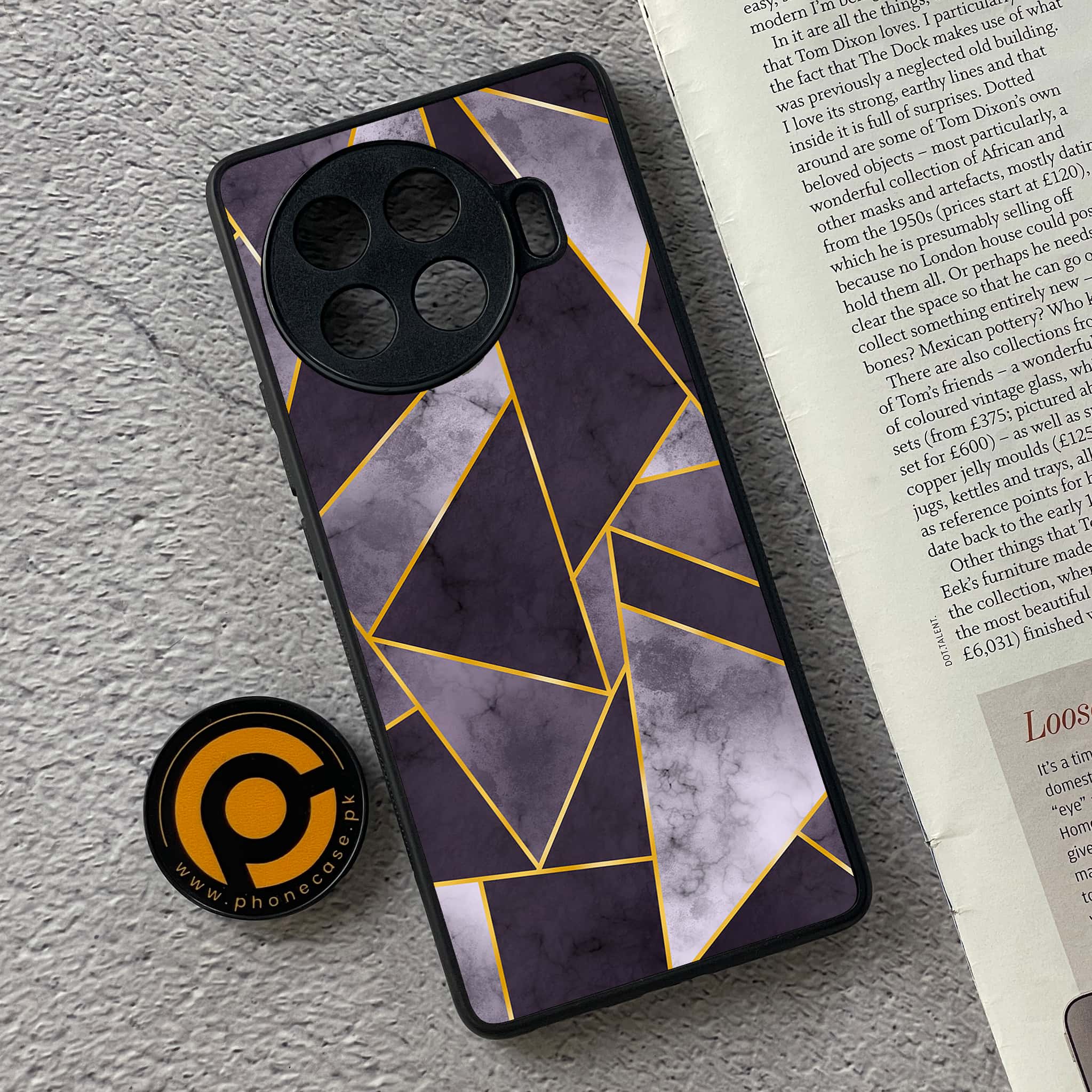 Tecno Spark 20 pro plus - Geometric Marble Series - Premium Printed Glass soft Bumper shock Proof Case