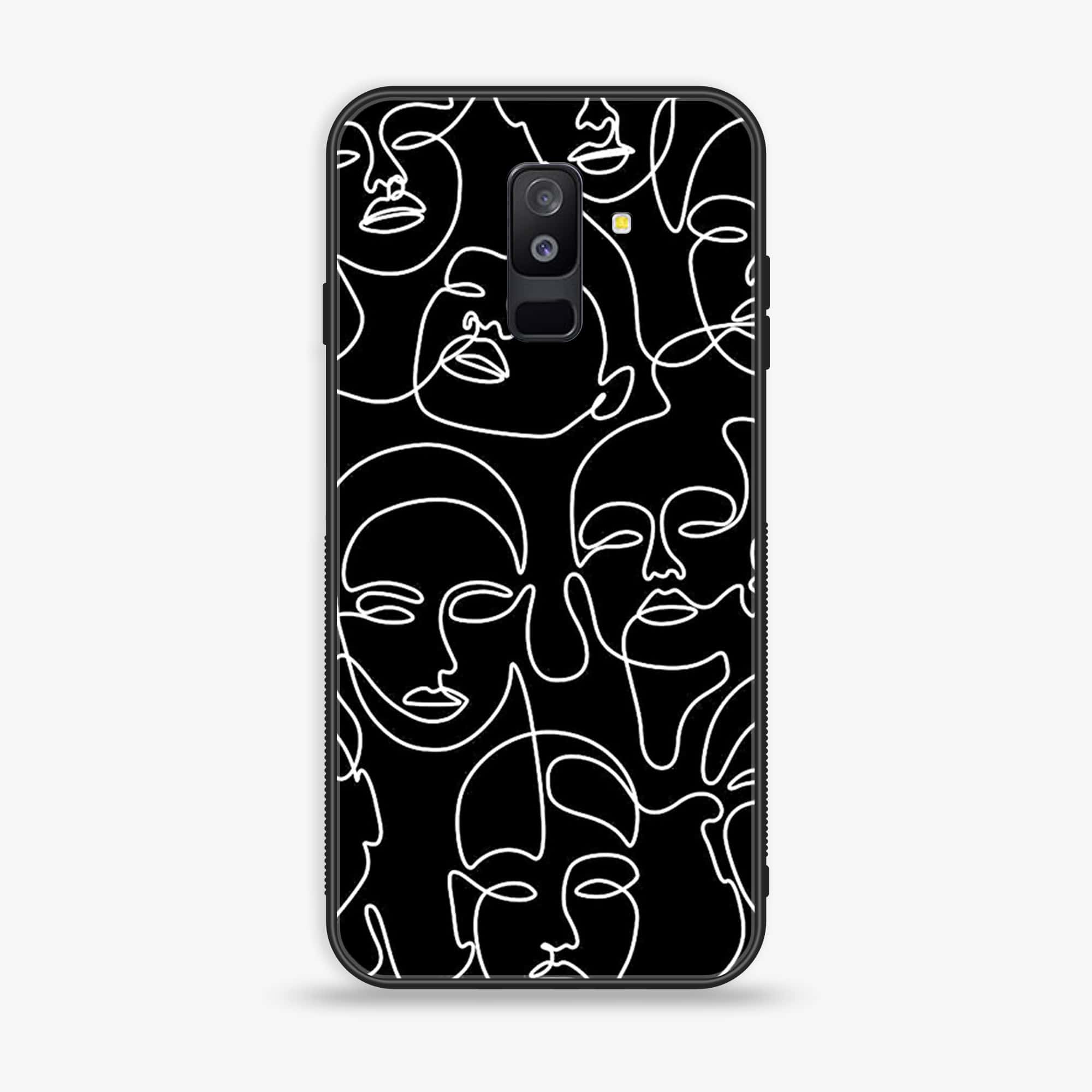 Samsung Galaxy A6 Plus (2018) - Girls Line Art Series - Premium Printed Glass soft Bumper shock Proof Case