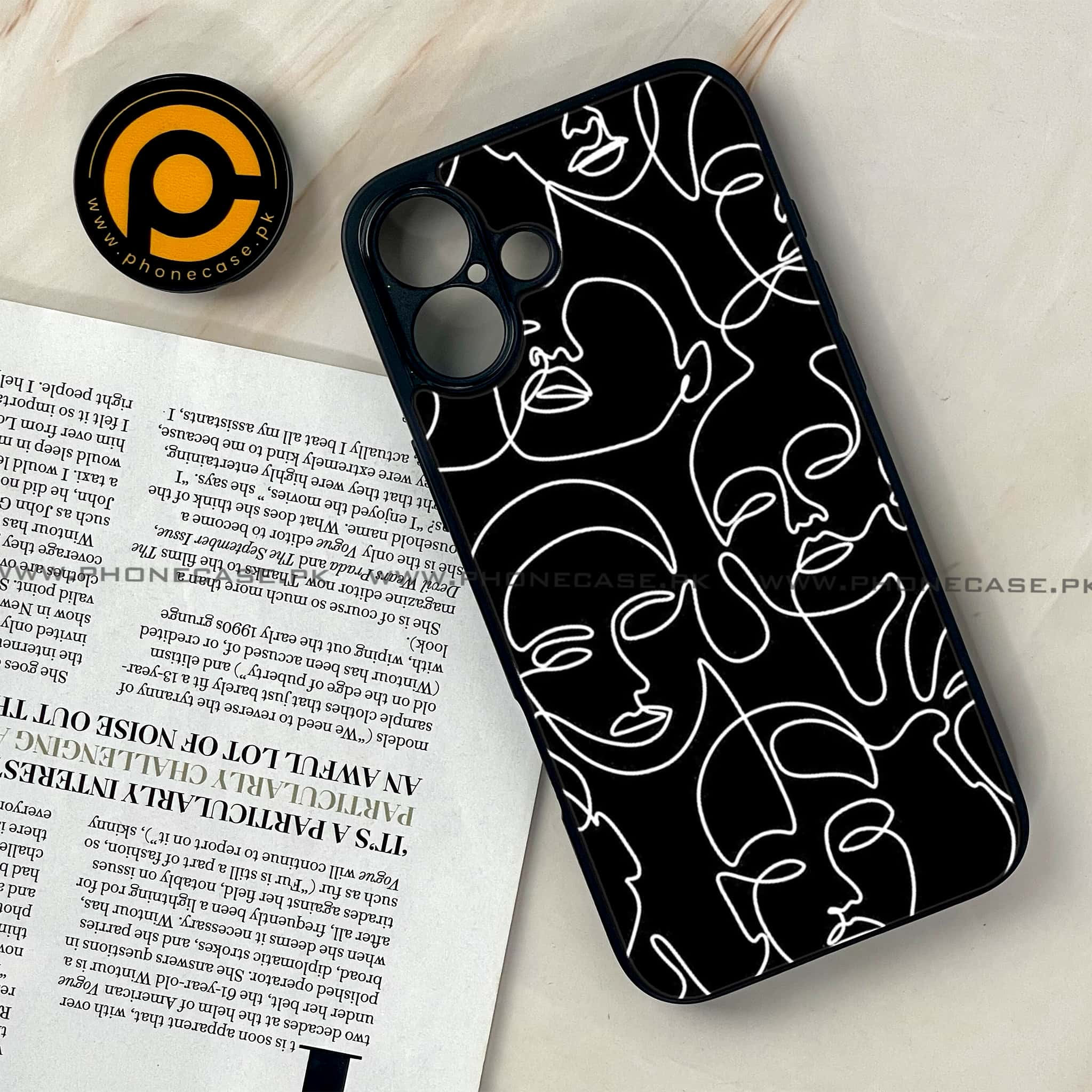 iPhone 16 - Girls Line Art Series - Premium Printed Glass soft Bumper shock Proof Case