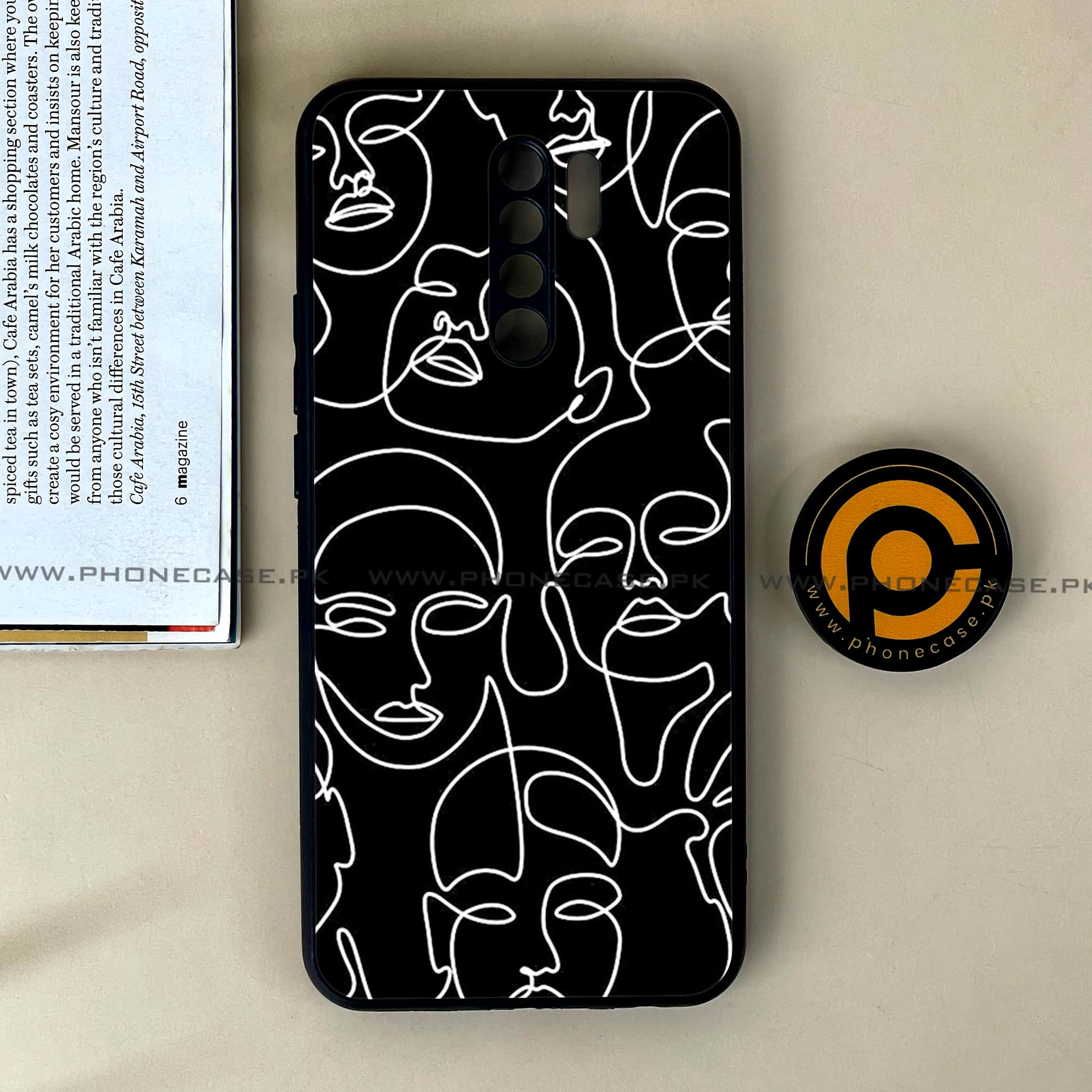 Xiaomi Redmi 9 - Girls Line Art Series - Premium Printed Glass soft Bumper shock Proof Case