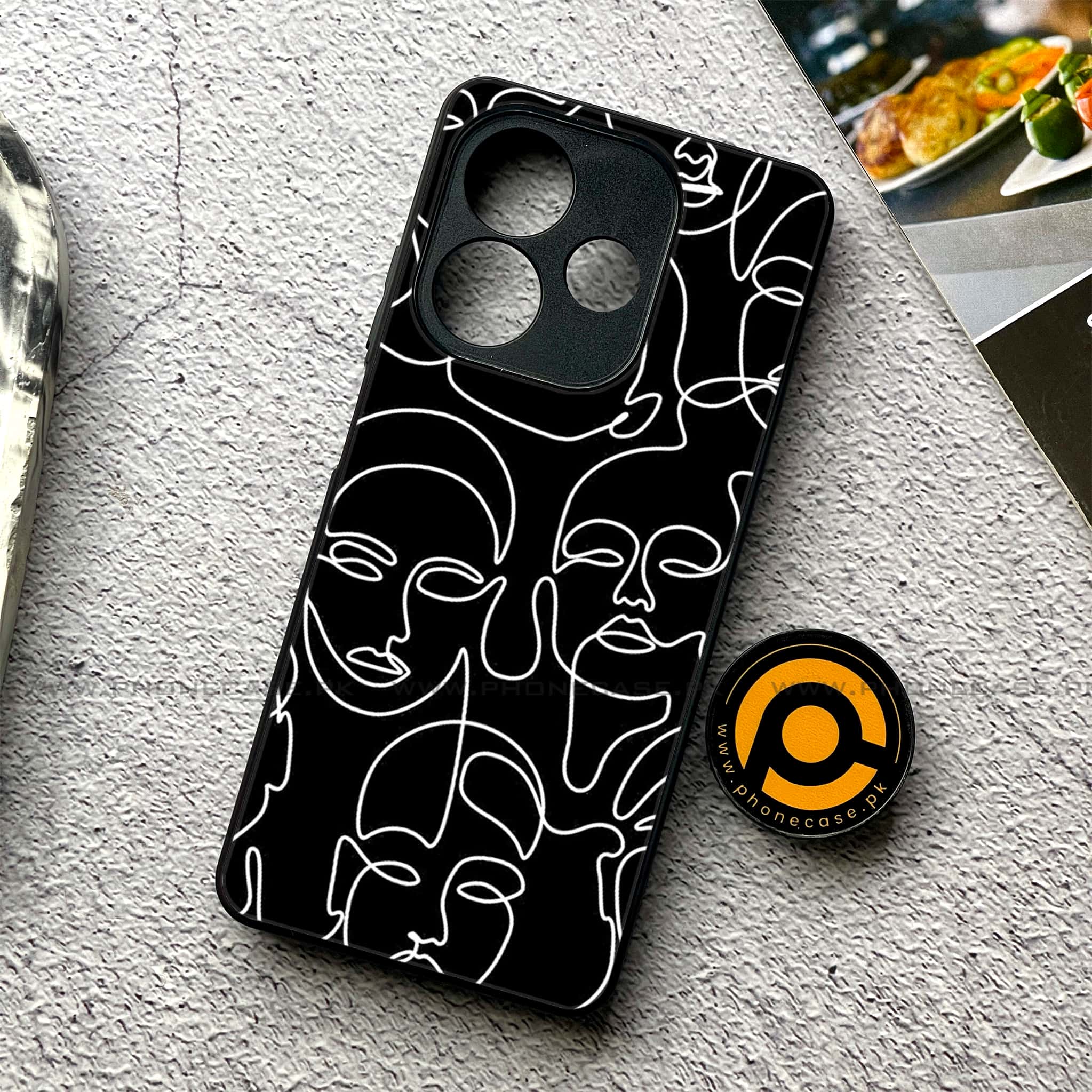 Oppo A5 Pro - Girls Line Art Series - Premium Metal Printed soft Bumper shock Proof Case