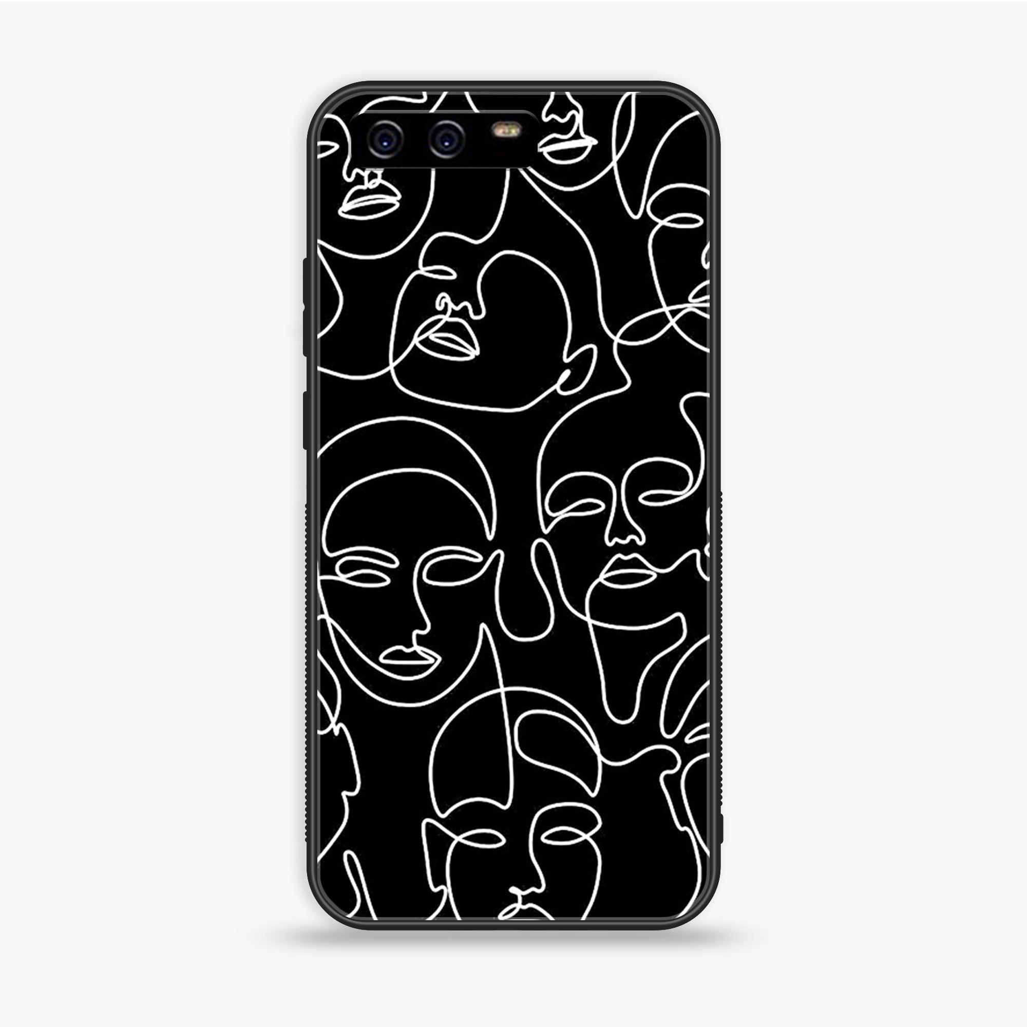 Huawei P10 Plus - Girls Line Art Series - Premium Printed Glass soft Bumper shock Proof Case