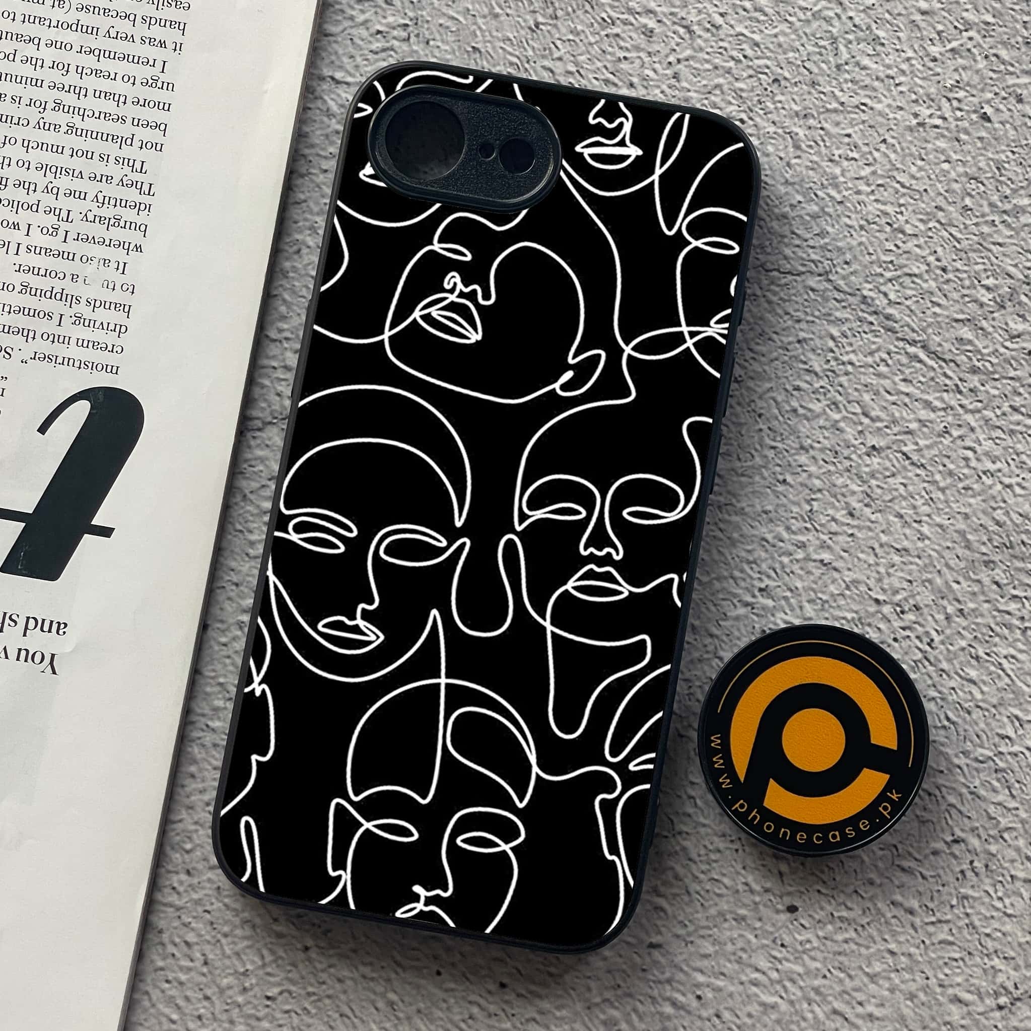 iPhone 16e - Girls Line Art Series - Premium Metal  Printed soft Bumper shock Proof Case