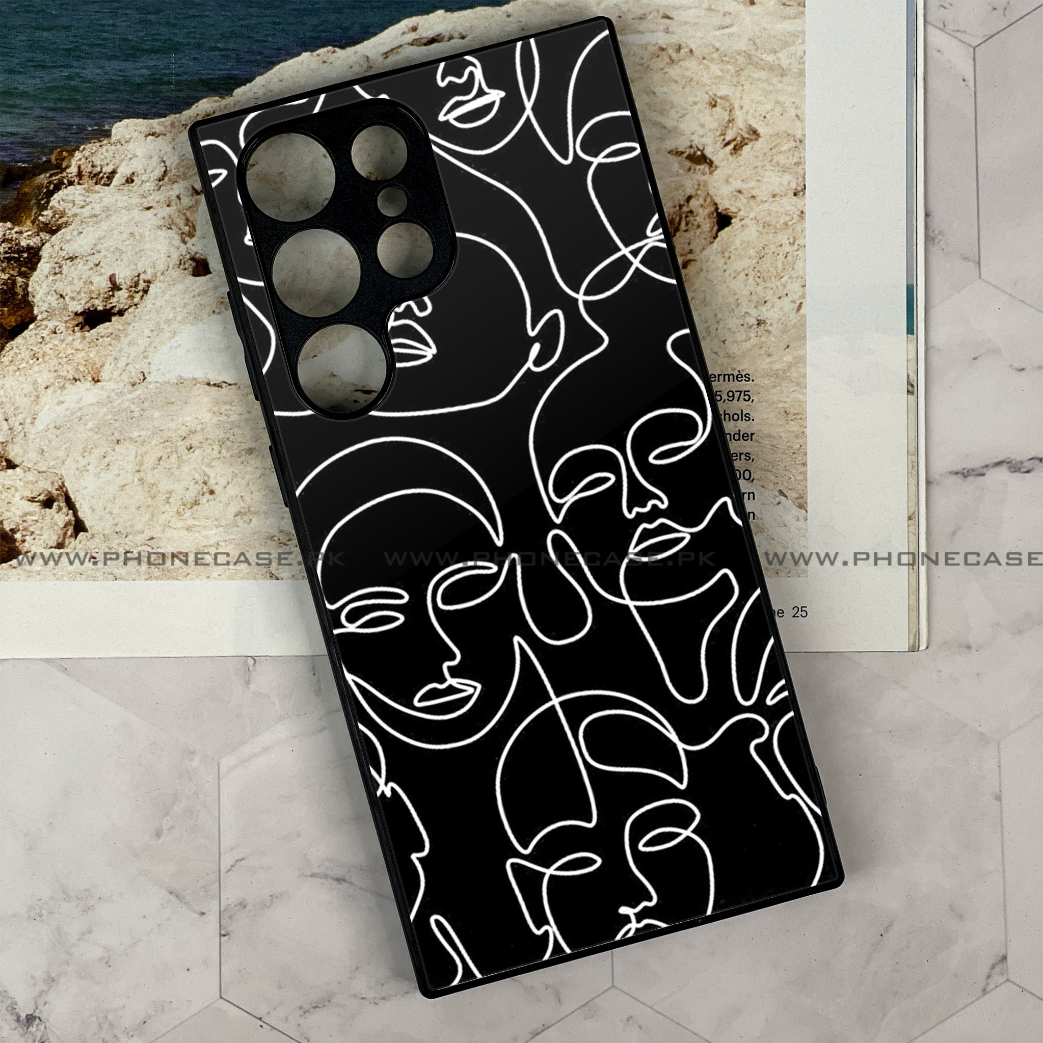 Samsung Galaxy S23 Ultra - Girls Line Art Series - Premium Printed Glass soft Bumper shock Proof Case