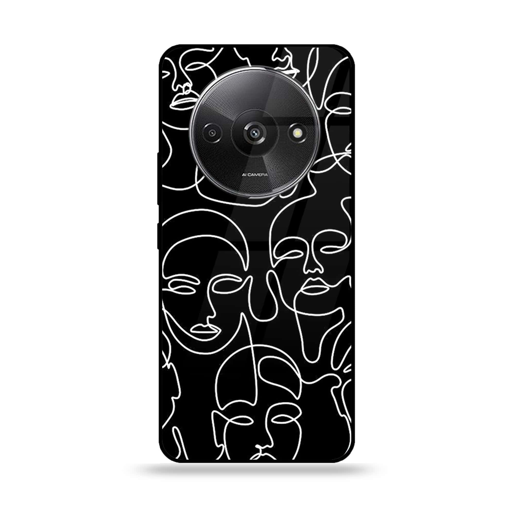 Xiaomi Redmi A3 - Girls Line Art Series - Premium Printed Glass soft Bumper shock Proof Case