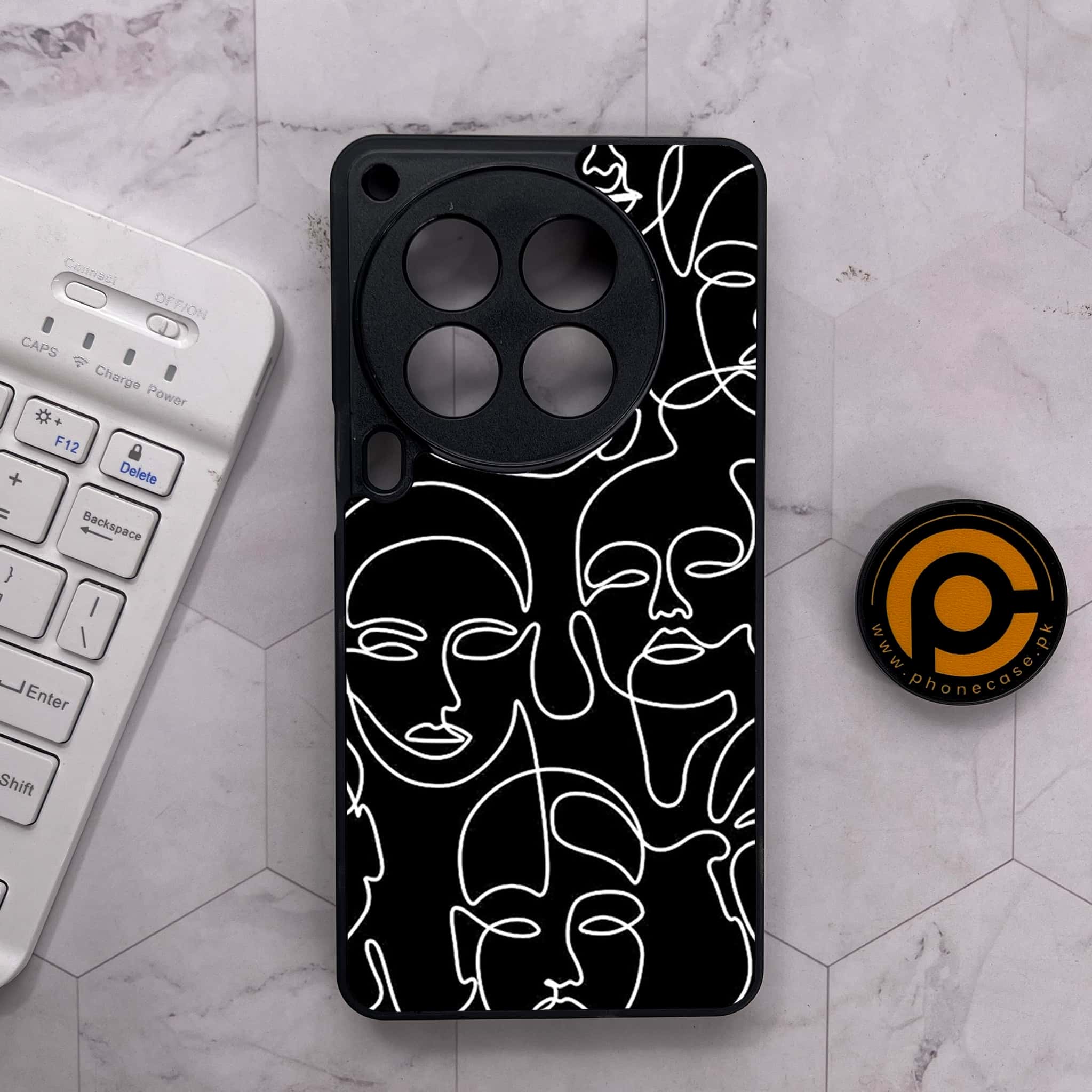 Tecno Camon 30 Premier - Girls Line Art Series - Premium Metal Printed soft Bumper shock Proof Case