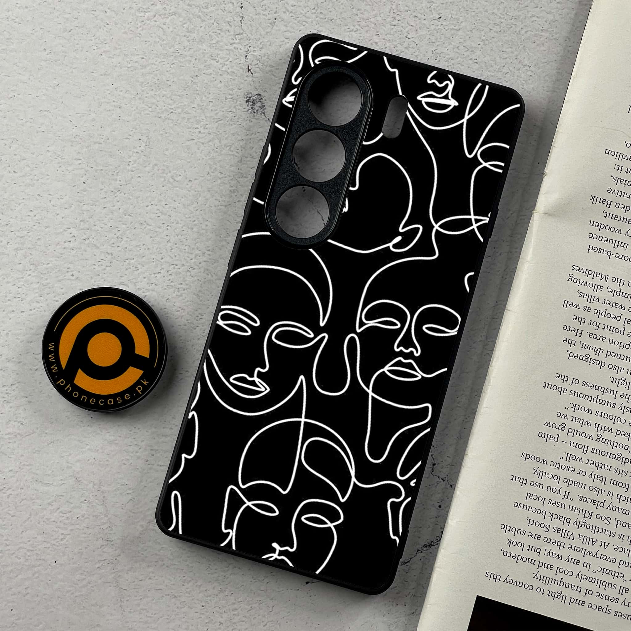 Tecno Camon 40 - Girls Line Art Series - Premium Metal Printed Soft Bumper Shockproof Case