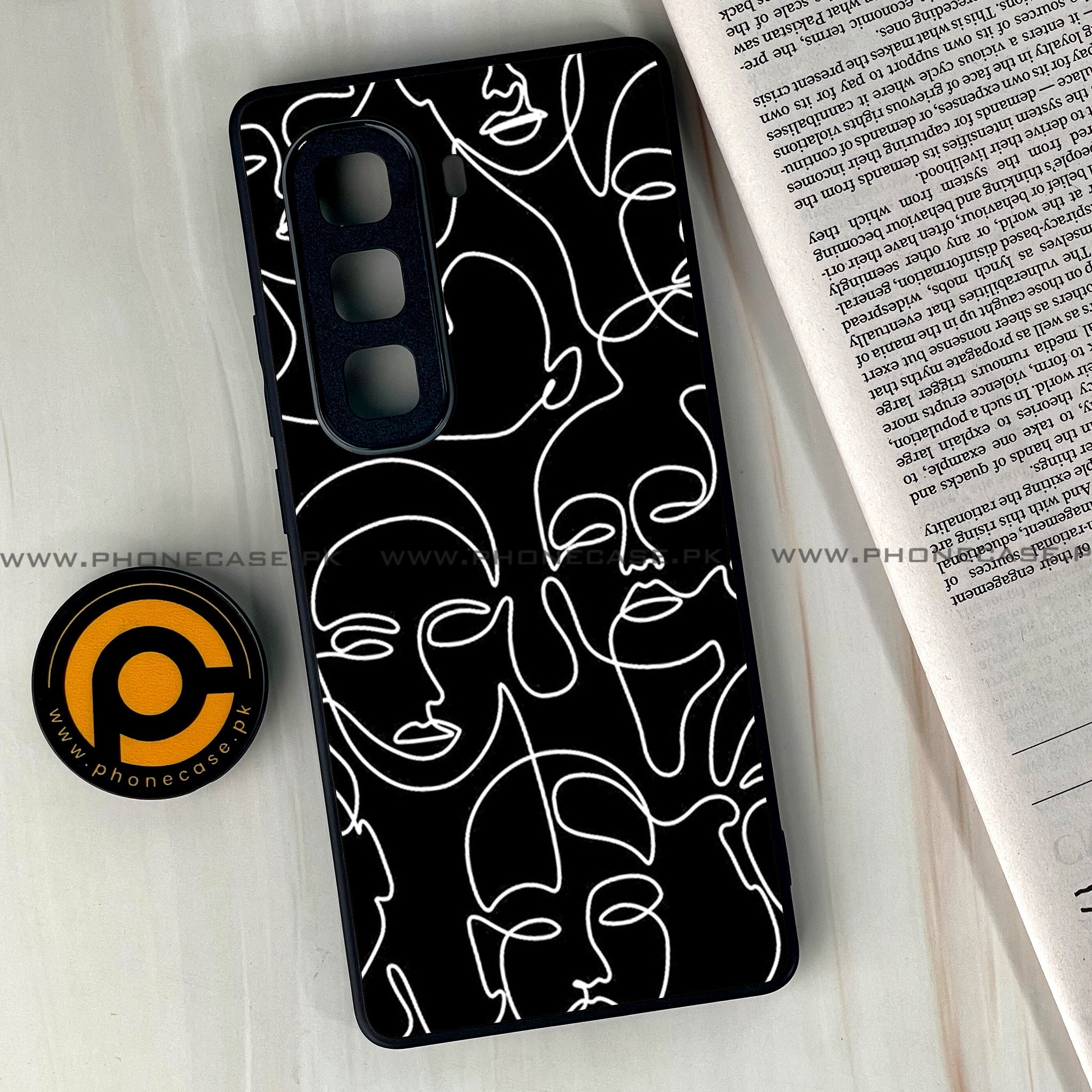 Infinix Hot 60 Pro Plus - Girls Line Art Series - Premium Metal Printed soft Bumper shock Proof Case
