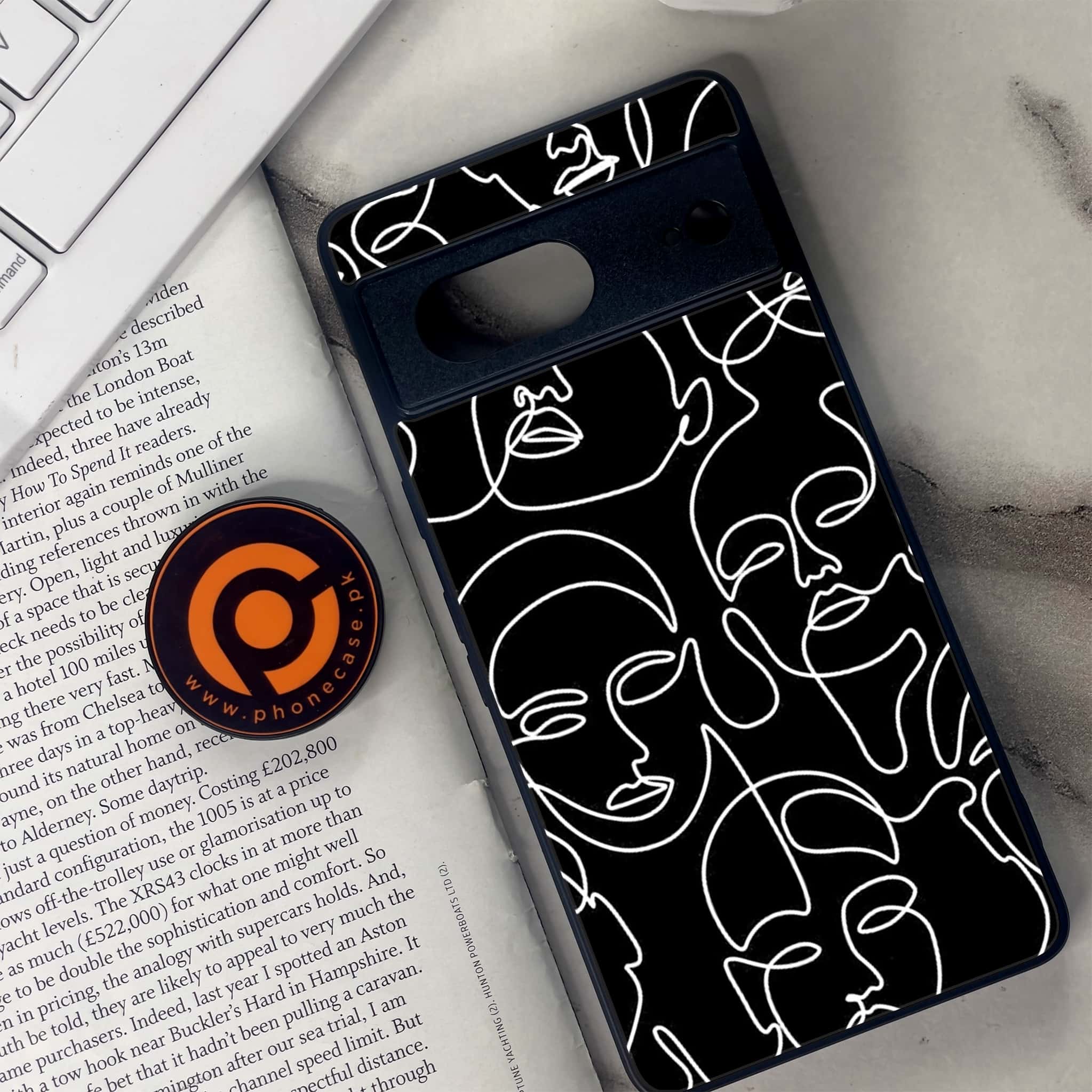Google Pixel 7 - Girls Line Art Series - Premium Metal Printed soft Bumper Shock Proof Case