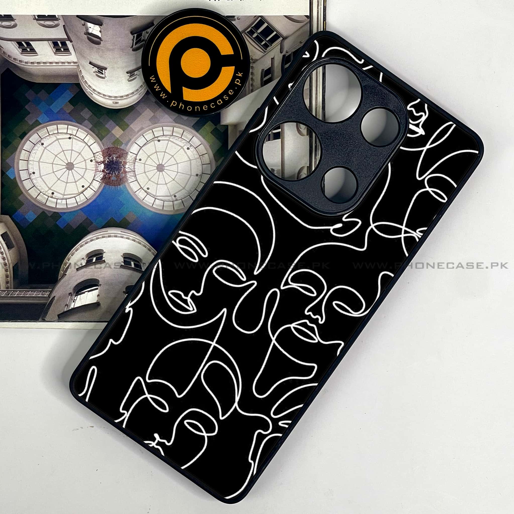 Redmi Note 13 Pro 4G - Girls Line Art - Premium Metal Printed soft Bumper shock Proof Case