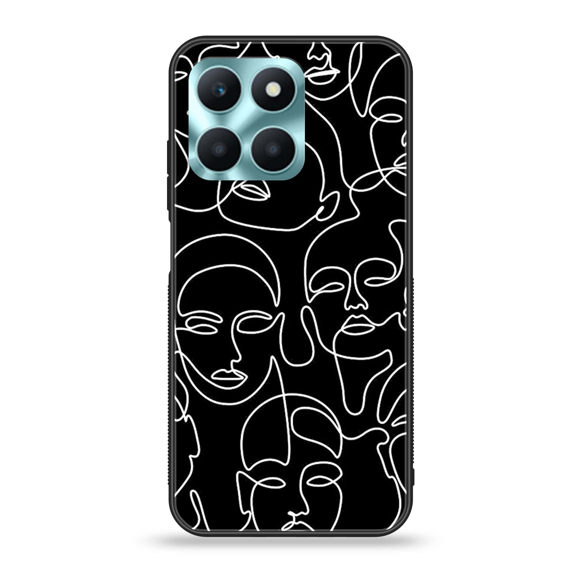 Honor X6a - Girls Line Art Series - Premium Printed Glass soft Bumper shock Proof Case