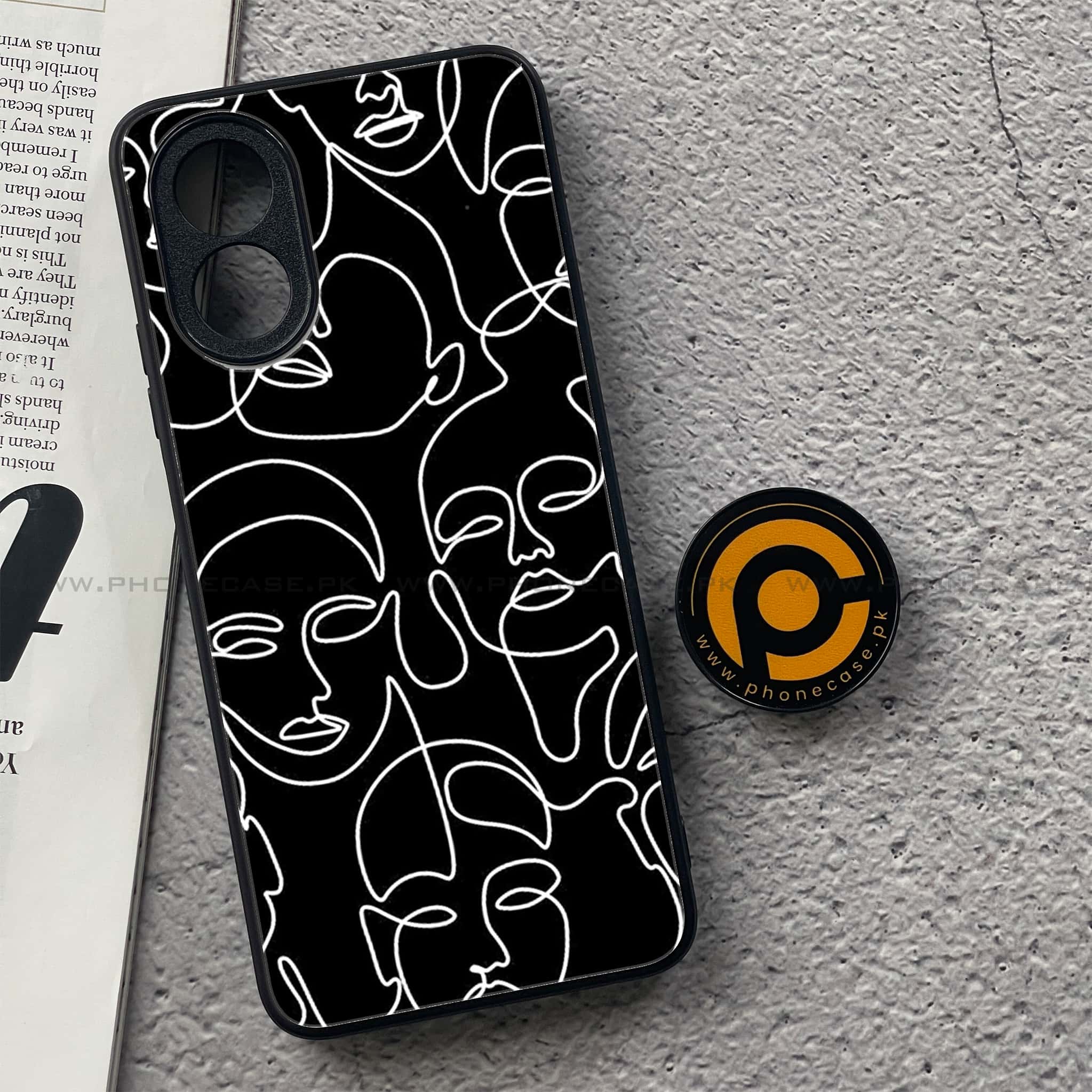 Oppo A18 4G - Girls Line Art Series - Premium Printed Glass soft Bumper shock Proof Case