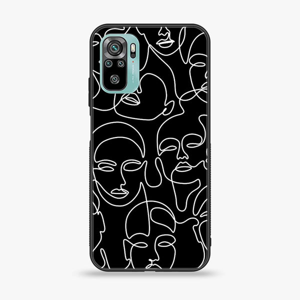 Xiaomi Redmi Note 10 - Girls Line Art Series Design 10  - Premium Printed Glass soft Bumper shock Proof Case CS-20382