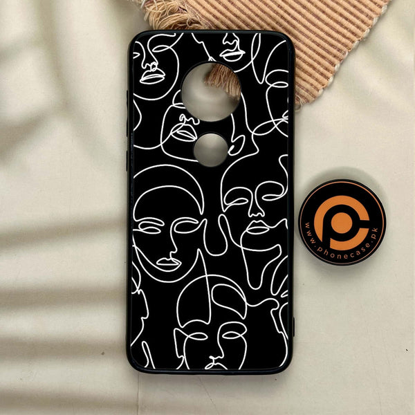 Moto G7 - Girls Line Art Series - Premium Printed Glass soft Bumper shock Proof Case