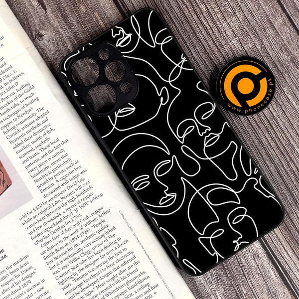 Xiaomi Redmi 12 - Girls Line Art Series - Premium Printed Glass soft Bumper shock Proof Case