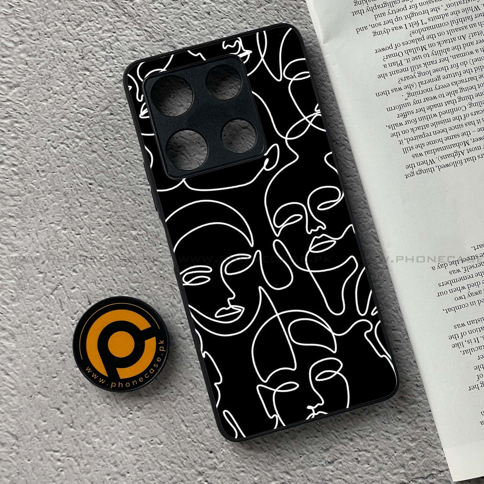 Infinix Note 30 Pro - Girls Line Art Series - Premium Metal Printed soft Bumper shock Proof Case