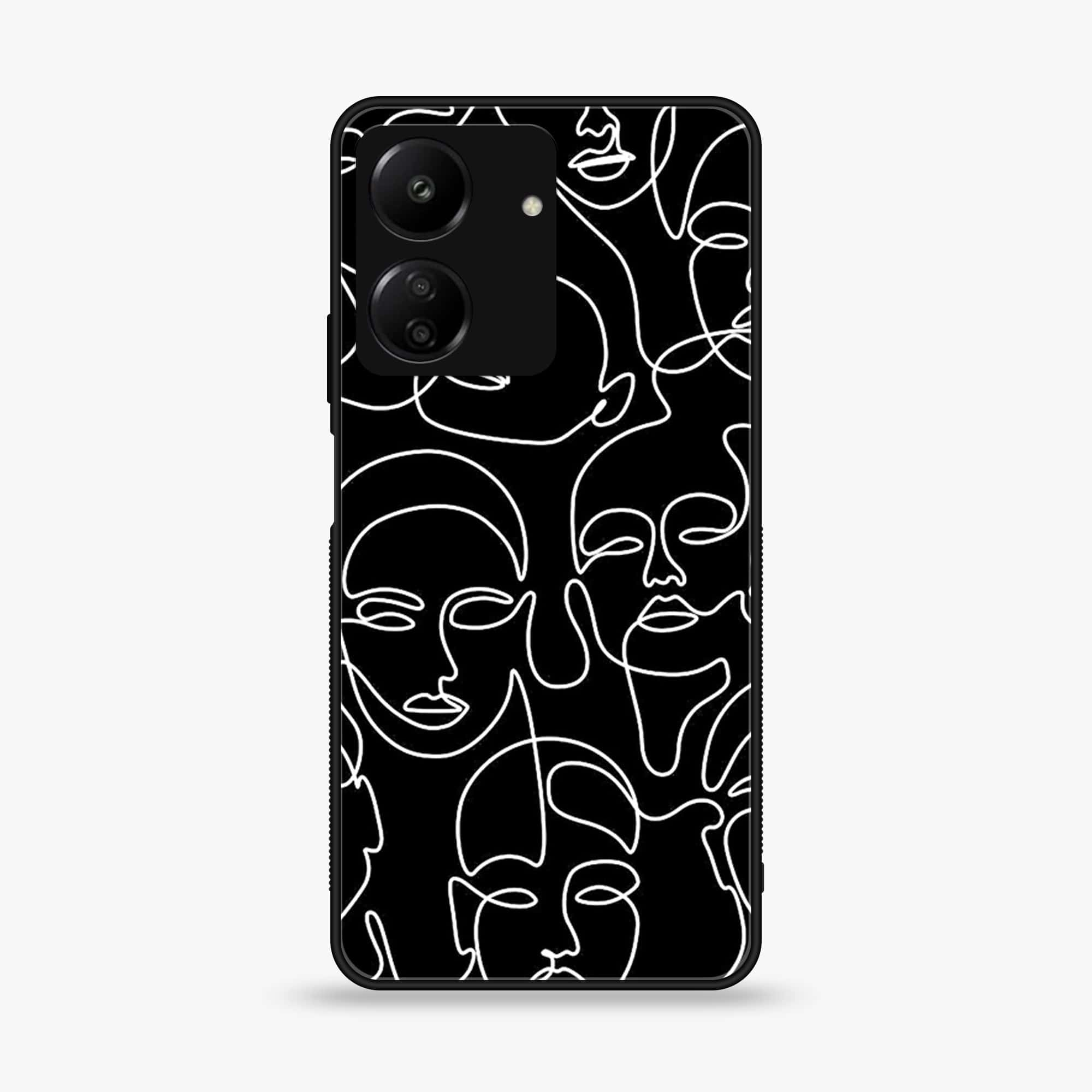 Xiaomi Poco C65 - Girls Line Art Series - Premium Printed Glass soft Bumper shock Proof Case