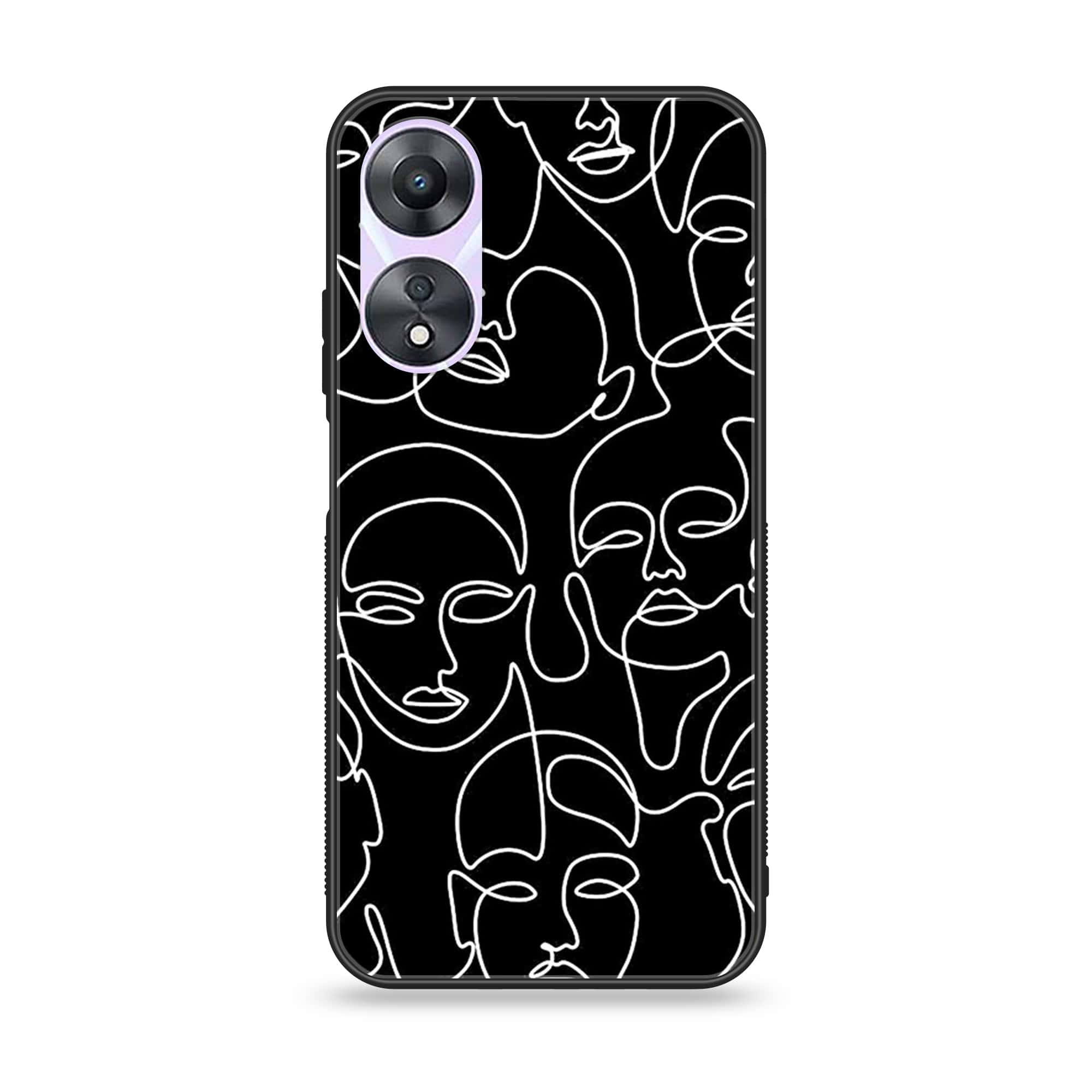 Oppo A78 4G - Girl Line Art  Series - Premium Printed Glass soft Bumper shock Proof Case