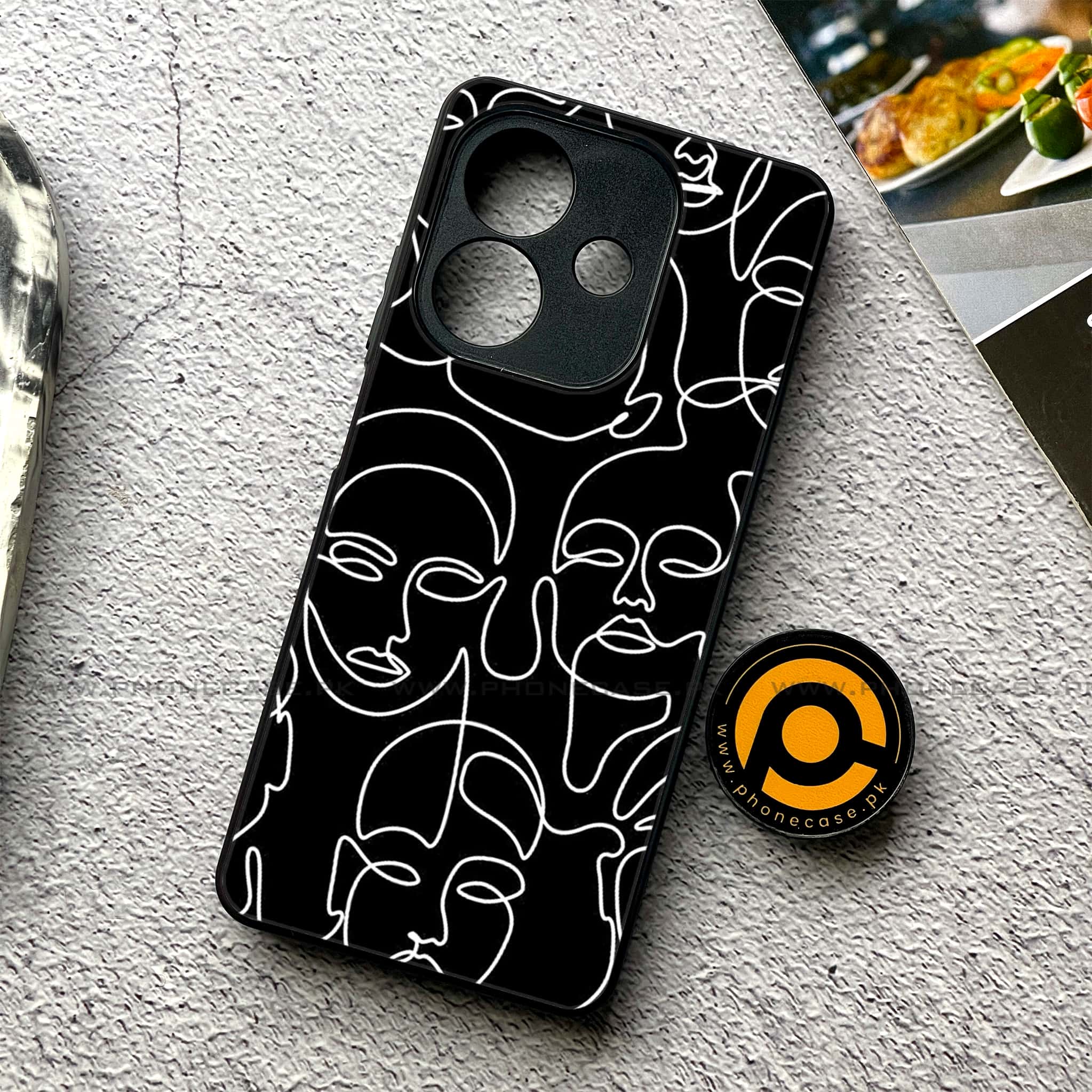 Oppo A5i - Girls Line Art Series - Premium Metal Printed soft Bumper shock Proof Case