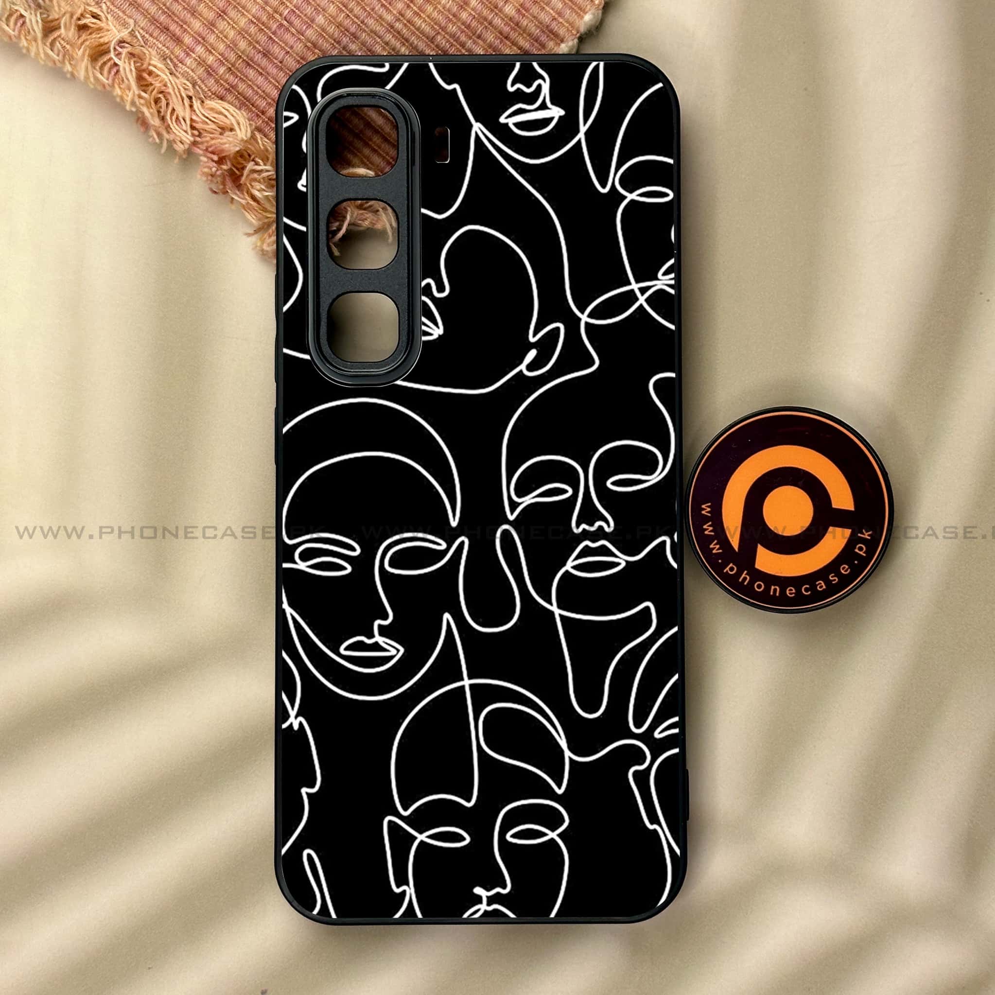 Infinix Hot 60 Pro - Girls Line Art Series - Premium Metal Printed soft Bumper shock Proof Case