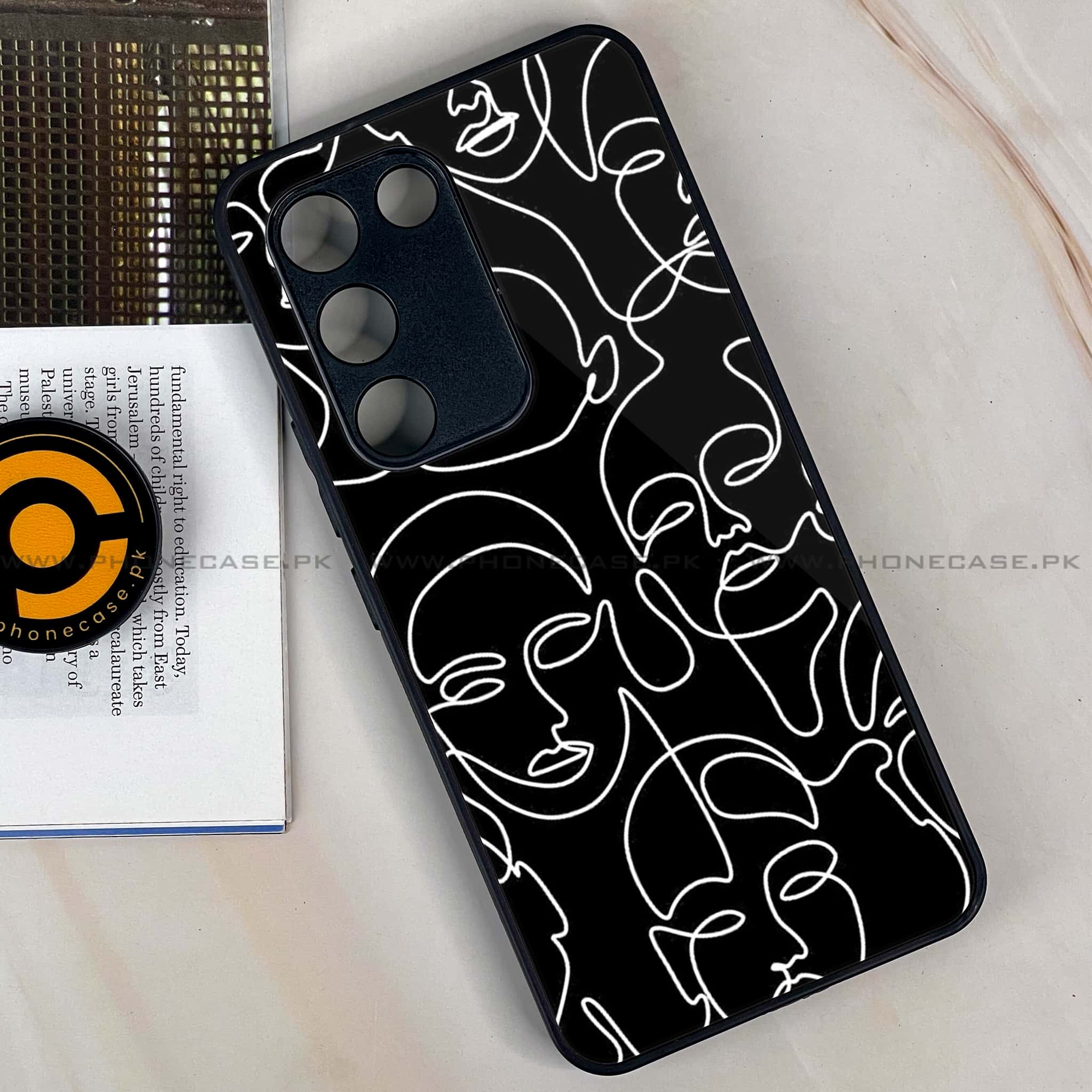 Vivo Y200e - Girls Line Art Series - Premium Metal Printed soft Bumper shock Proof Case