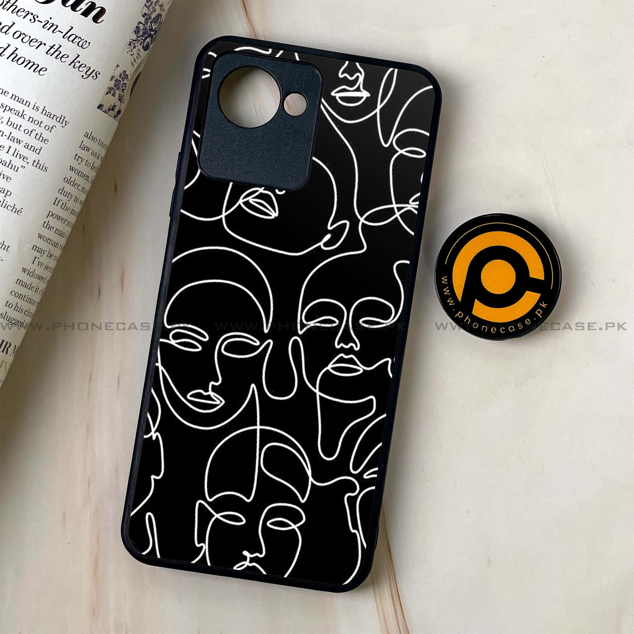 Realme C30 - Girls Line Art Series - Premium Printed Glass soft Bumper shock Proof Case