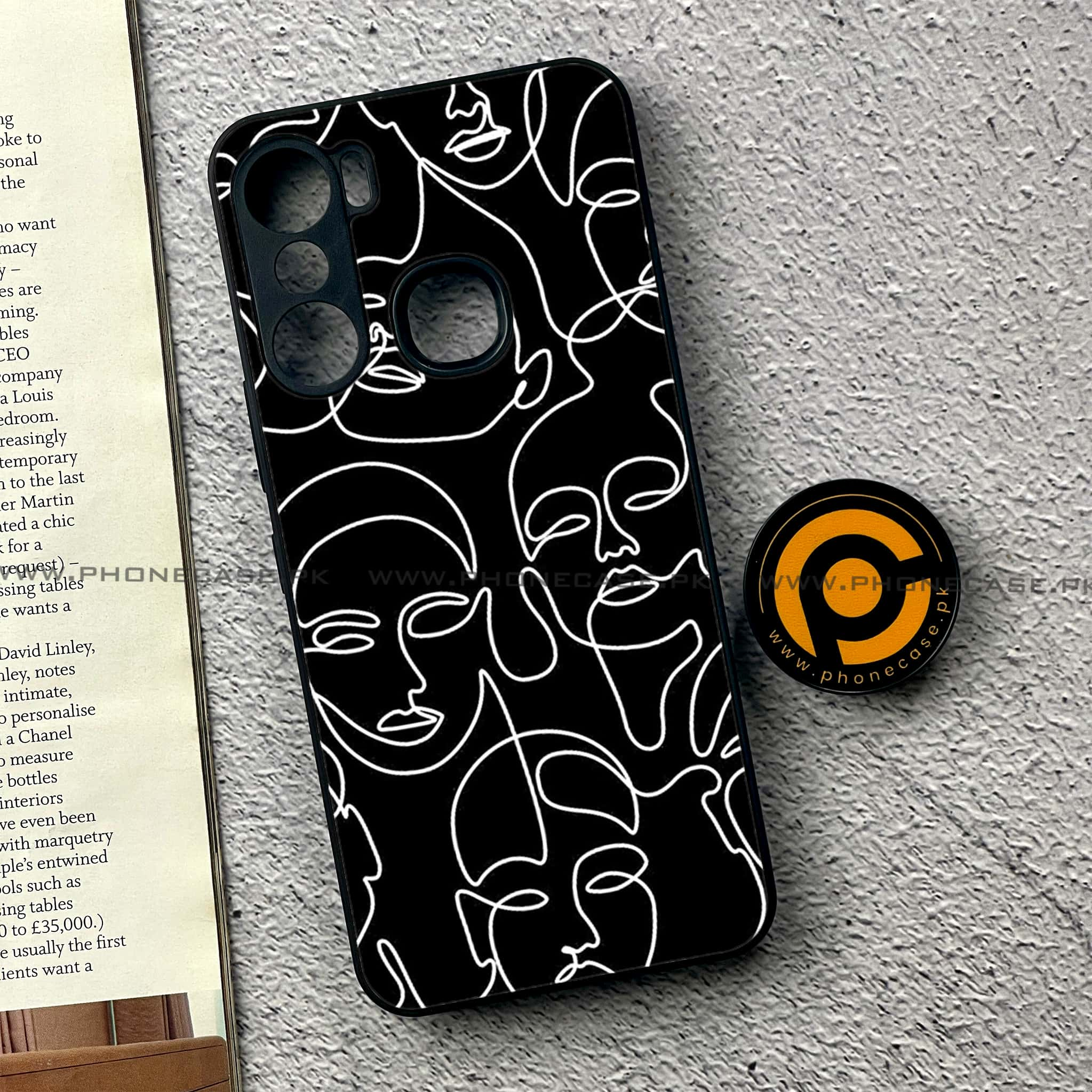 Infinix Hot 12 Pro - Girls Line Art Series - Premium Printed Glass soft Bumper shock Proof Case