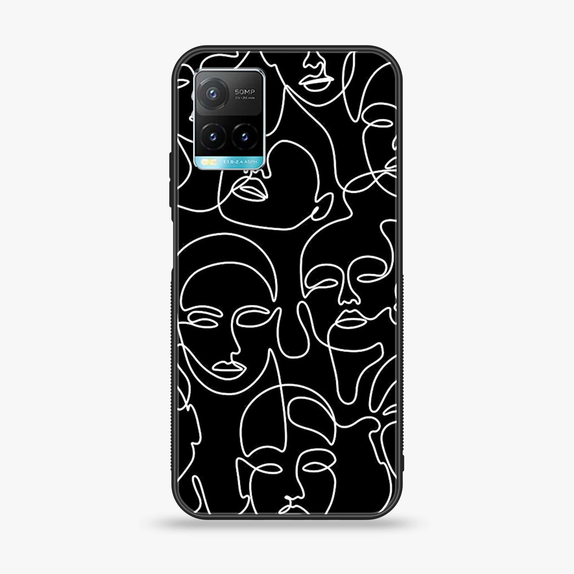 Vivo Y33T - Girl line Art Series - Premium Printed Glass soft Bumper shock Proof Case