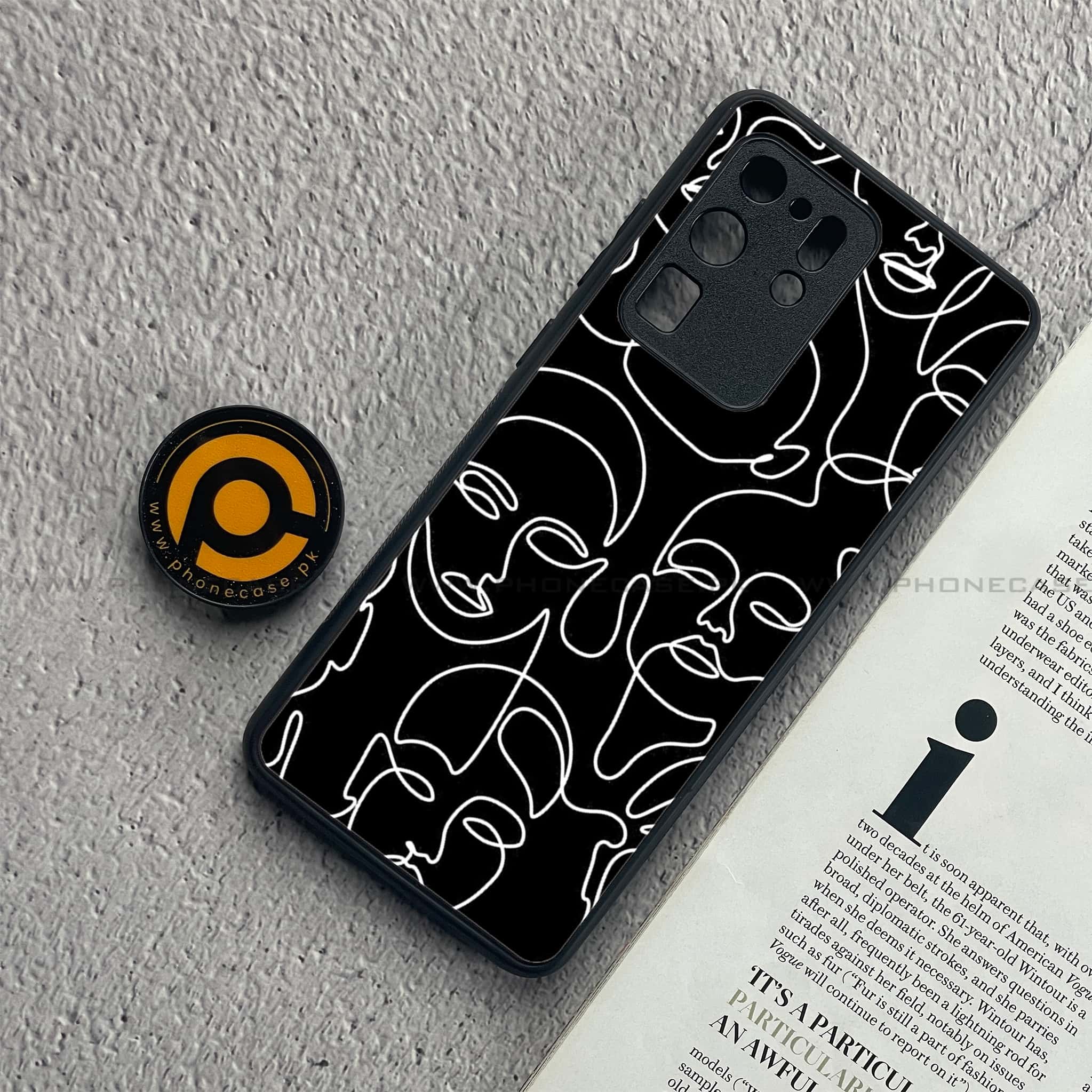 Samsung Galaxy S20 Ultra - Girl Line Art Series - Premium Printed Glass soft Bumper shock Proof Case