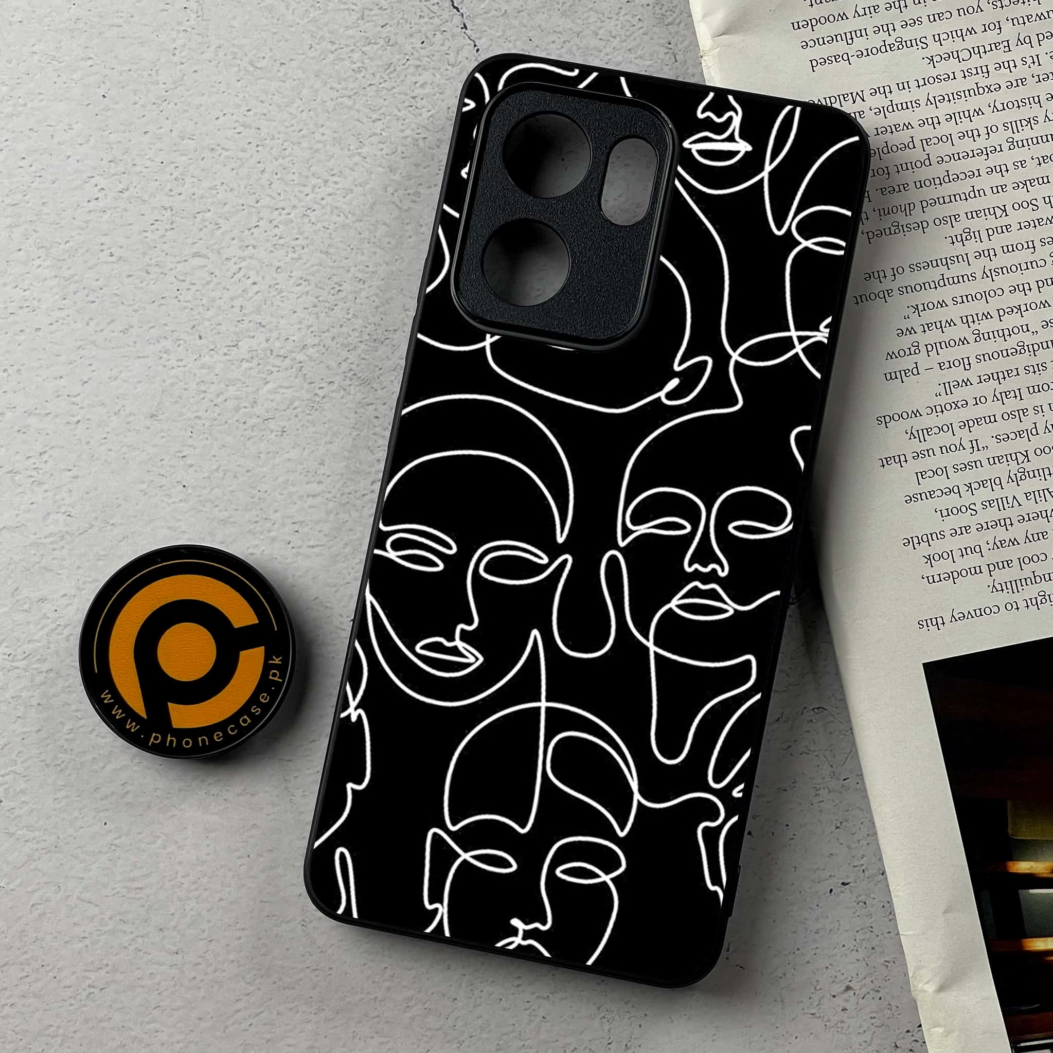 Oppo Reno 13F - Girls Line Art Series - Premium Metal Printed Soft Bumper Shockproof Case