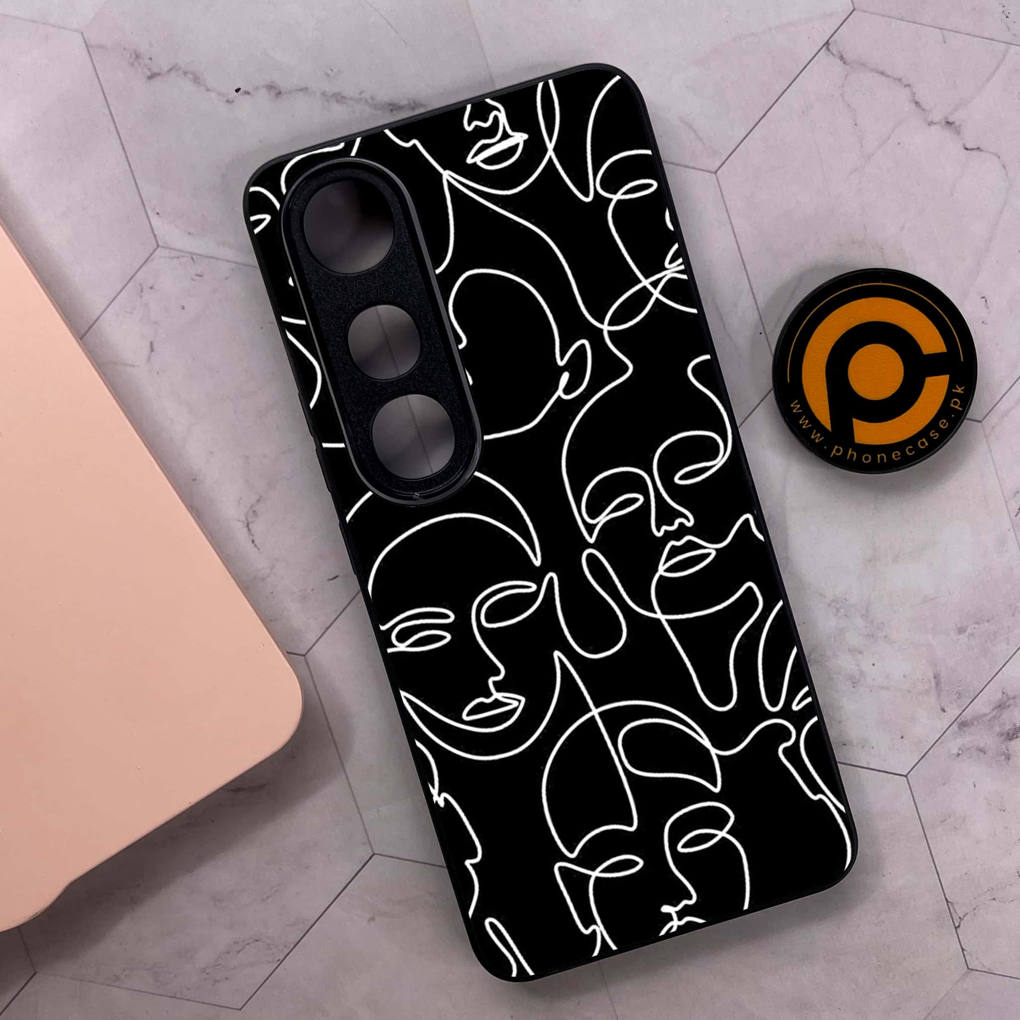 Vivo V50 Lite - Girls Line Art Series - Premium Metal Printed soft Bumper shock Proof Case