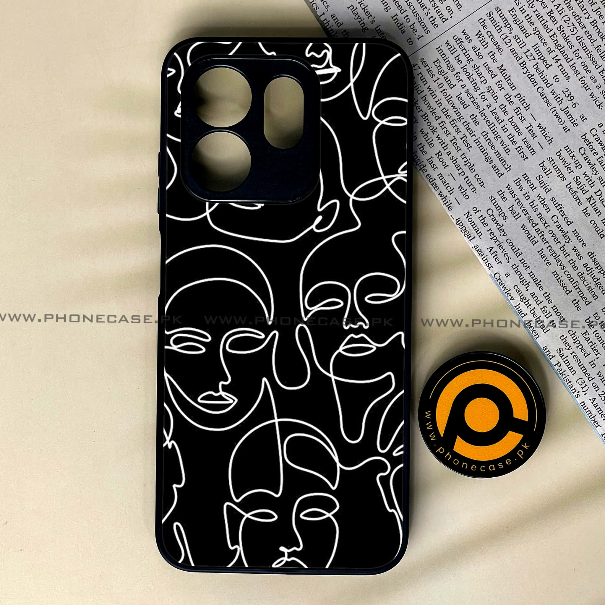 Infinix Hot 50i - Girls Line Art Series - Premium Printed Glass soft Bumper shock Proof Case