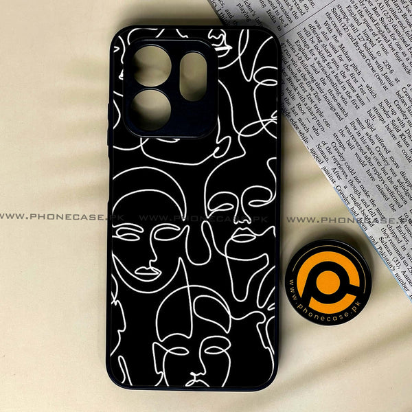 Infinix Hot 50i / Smart 9/ Smart 9 HD - Girls Line Art Design 9  - Premium Metal Printed soft Bumper shock Proof Case  CS-35408 CS-36125