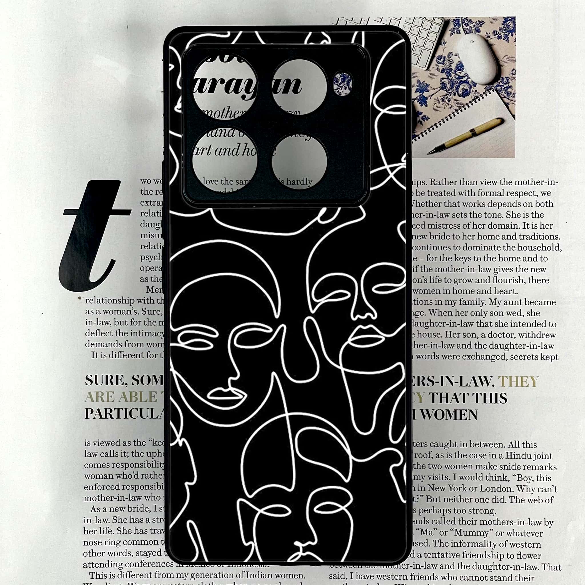 Infinix Note 40 Pro Plus - Girls Line Art Series - Premium Metal Printed soft Bumper shock Proof Case