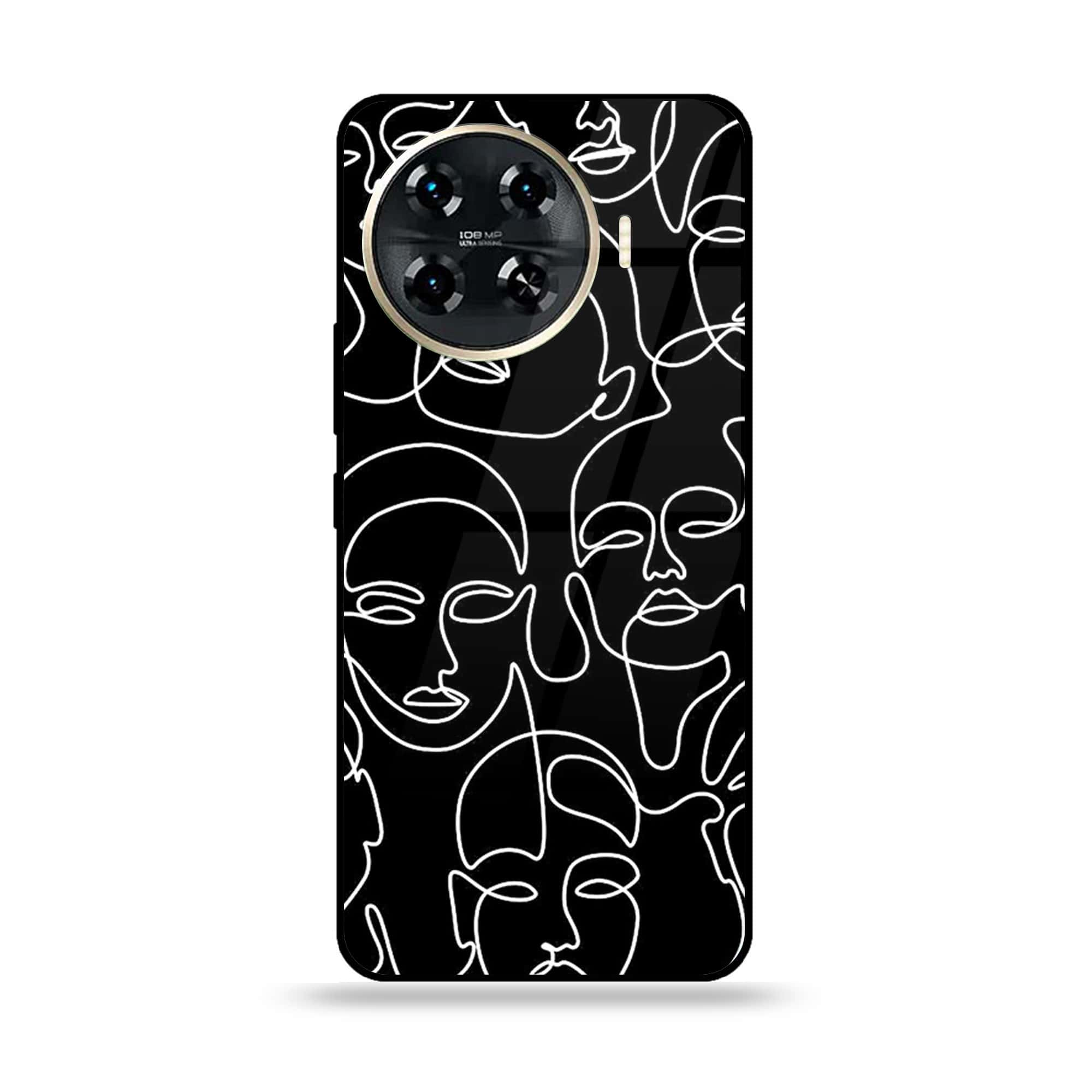 Tecno Spark 20 pro plus - Girls Line Art Series - Premium Printed Glass soft Bumper shock Proof Case