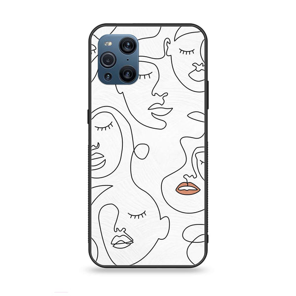 Oppo Find X3 - Girl line art Series - Premium Printed Glass soft Bumper shock Proof Case