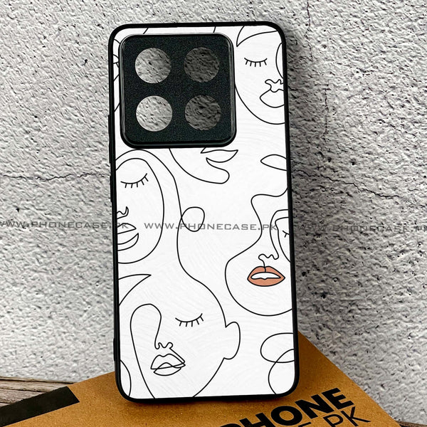 Xiaomi 14T Pro - Girls Line Art Series - Premium Printed Glass soft Bumper shock Proof Case