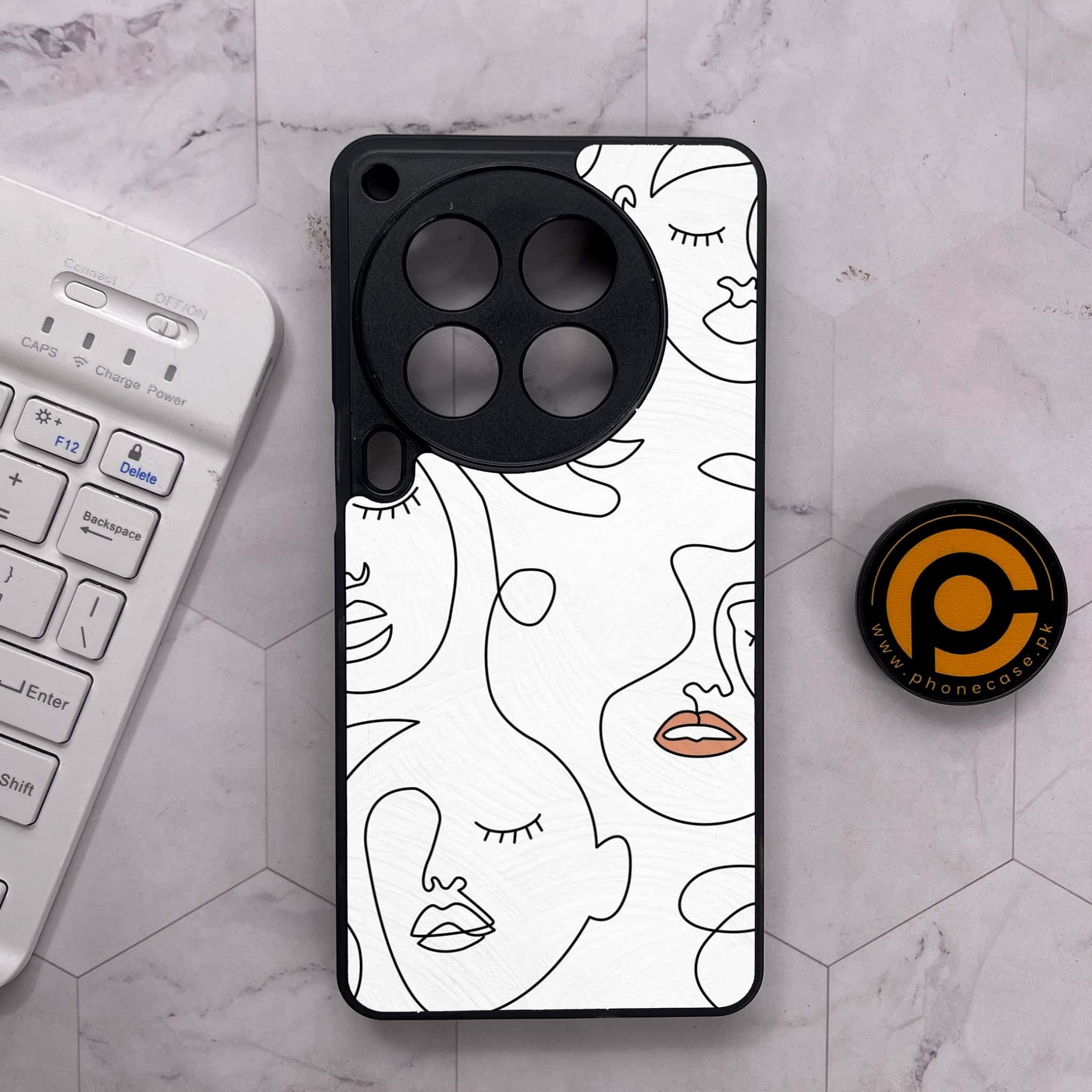 Tecno Camon 30 Premier - Girls Line Art Series - Premium Metal Printed soft Bumper shock Proof Case