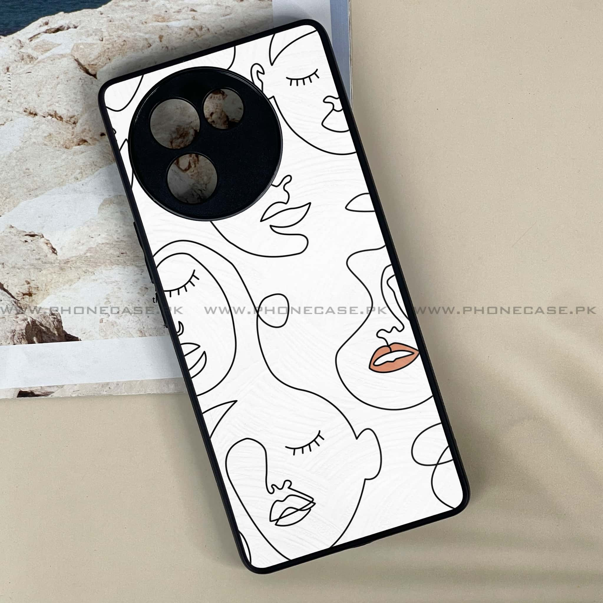 Vivo V30E - Girls Line Art Series - Premium Printed Metal soft Bumper shock Proof Case