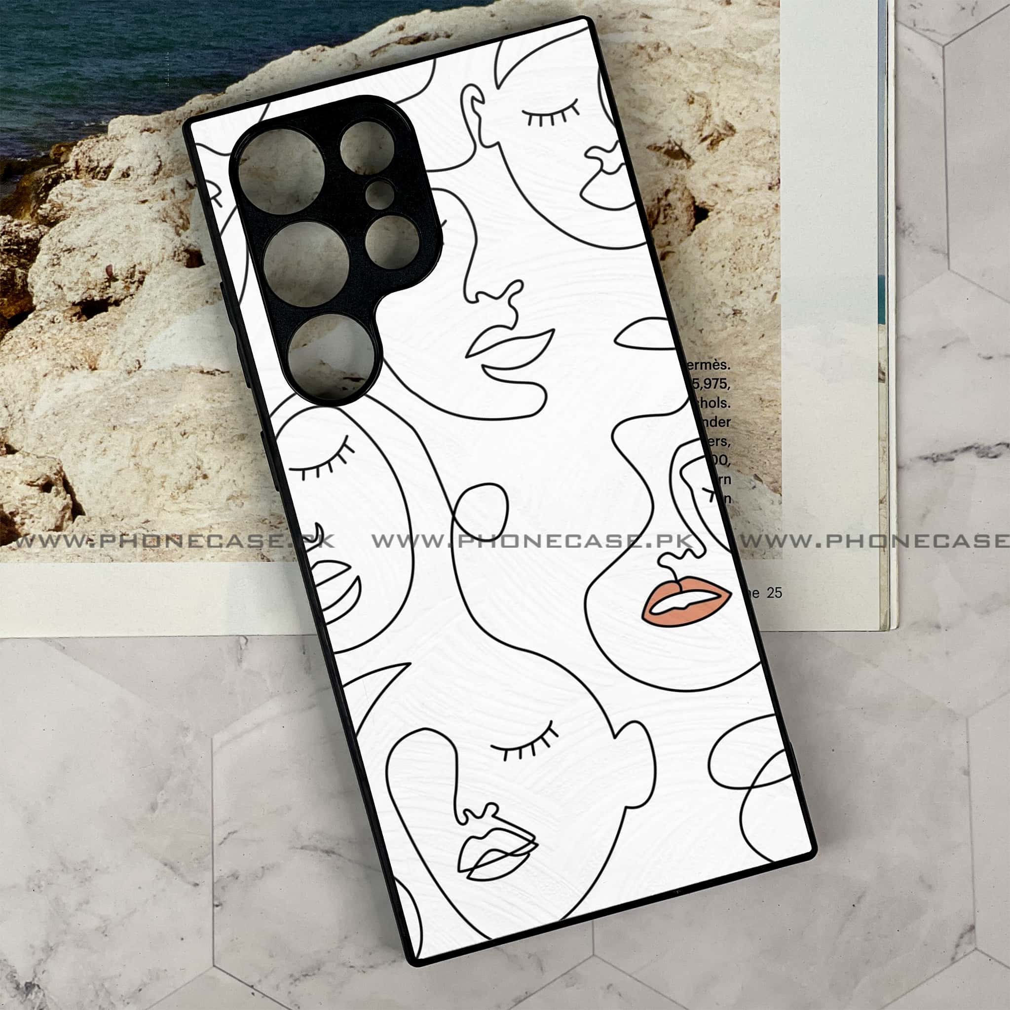 Samsung Galaxy S24 Ultra - Girls Line Art Series - Premium Metal Printed soft Bumper shock Proof Case